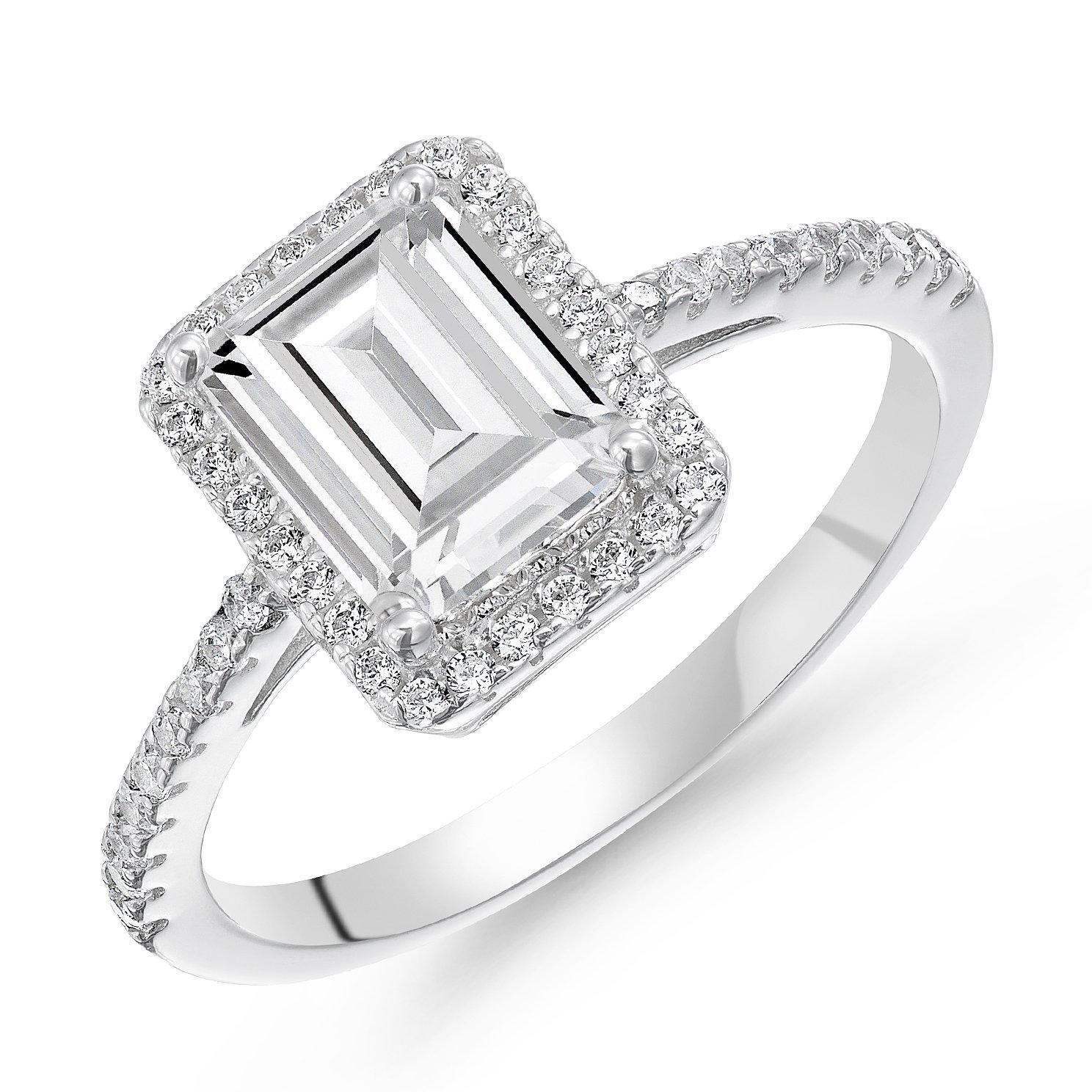 Beaverbrooks Silver Cubic Zirconia Halo Ring