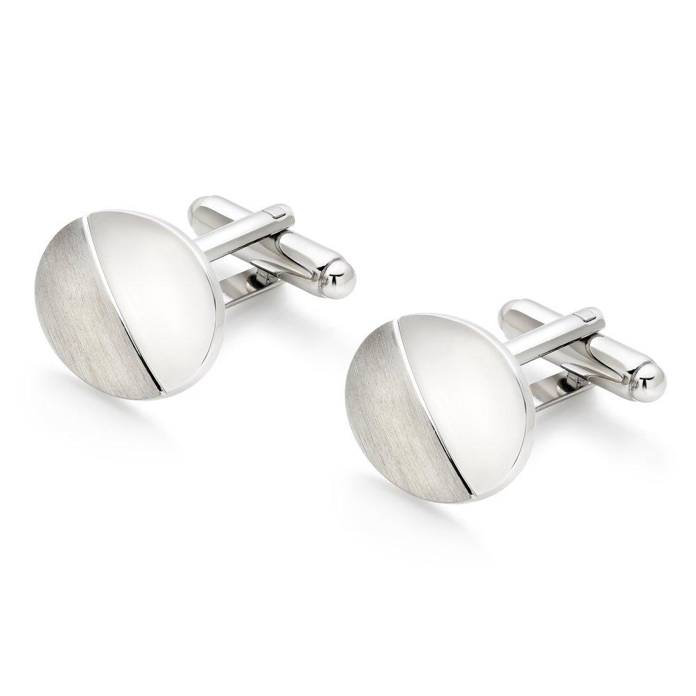 Beaverbrooks Oval Brushed and Polished Men's Cufflinks