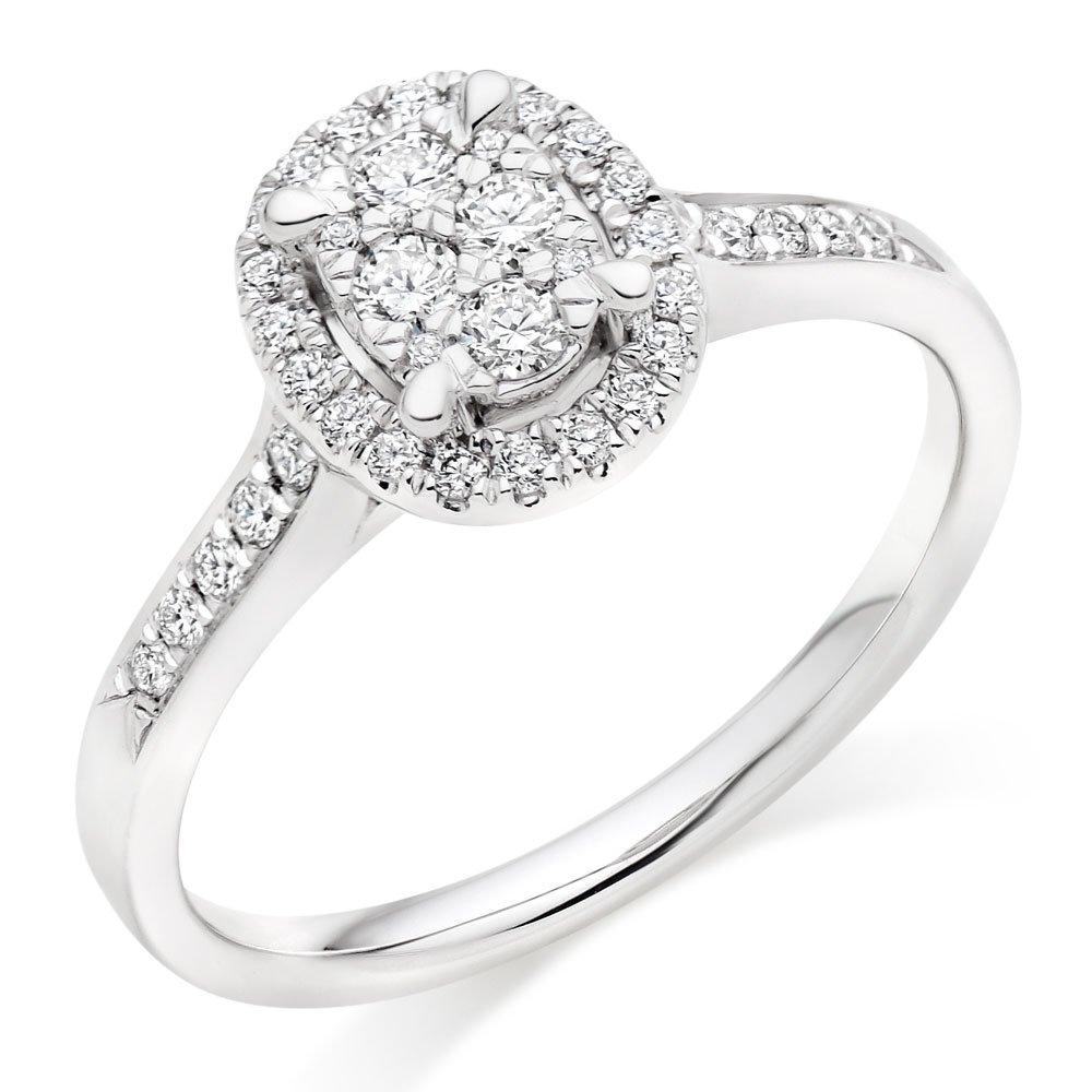 Beaverbrooks Platinum Diamond Cluster Halo Ring