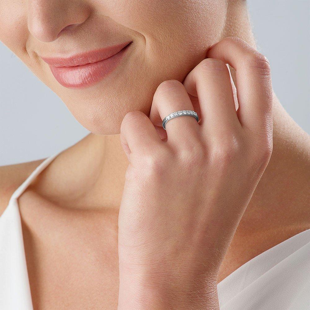 Beaverbrooks 9ct White Gold Diamond 2mm Half Eternity Ring 4 Beaverbrooks 9ct White Gold Diamond 2mm Half Eternity Ring