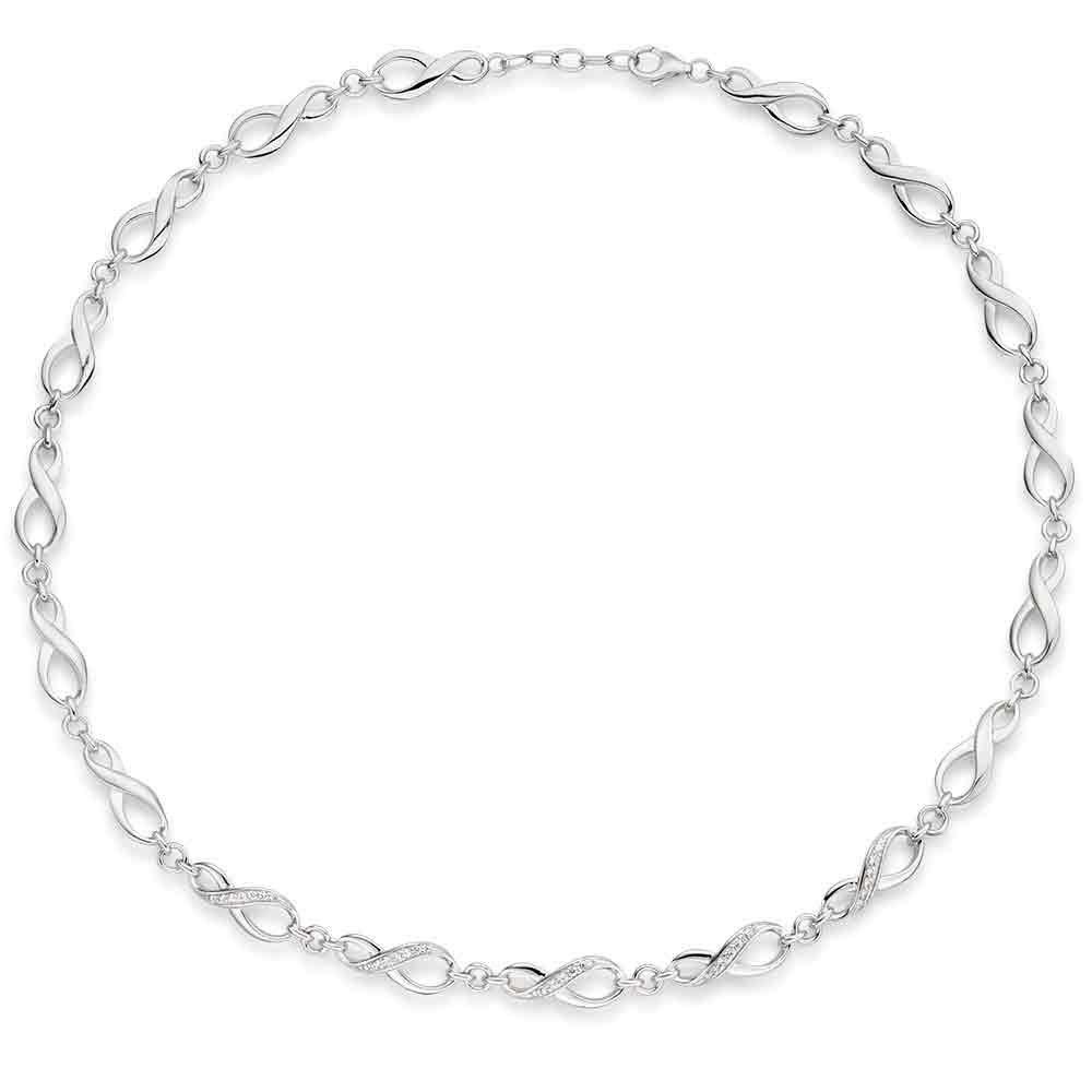 Beaverbrooks Silver Cubic Zirconia Infinity Necklace