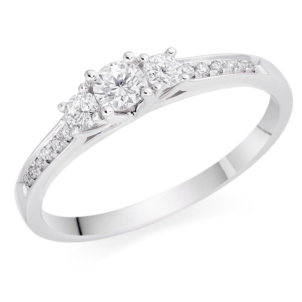 Beaverbrooks 9ct White Gold Diamond Three Stone Ring