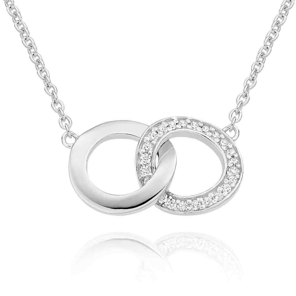 Beaverbrooks Silver Cubic Zirconia Double Circle Necklace