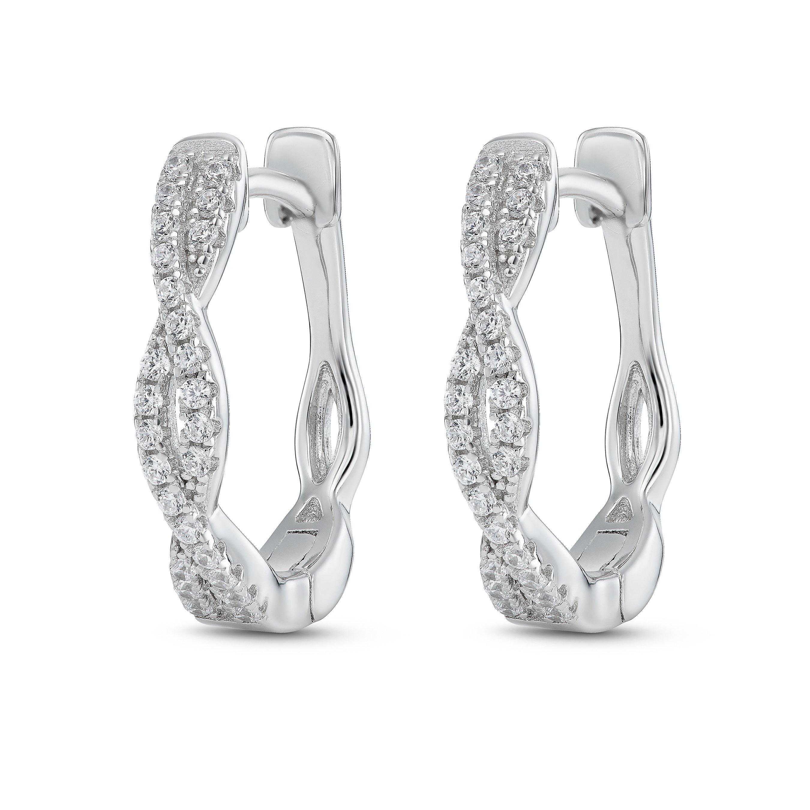 Beaverbrooks Silver Cubic Zirconia Twist Hoop Earrings