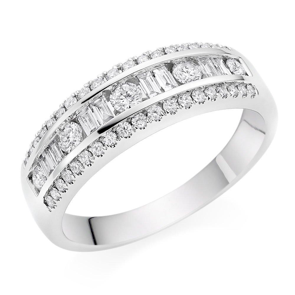 Beaverbrooks 18ct White Gold Diamond Three Row Half Eternity Ring