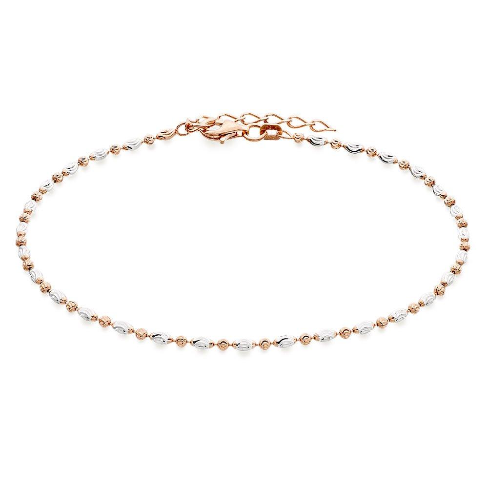 Beaverbrooks Silver and Rose Gold Plated Sparkle Anklet