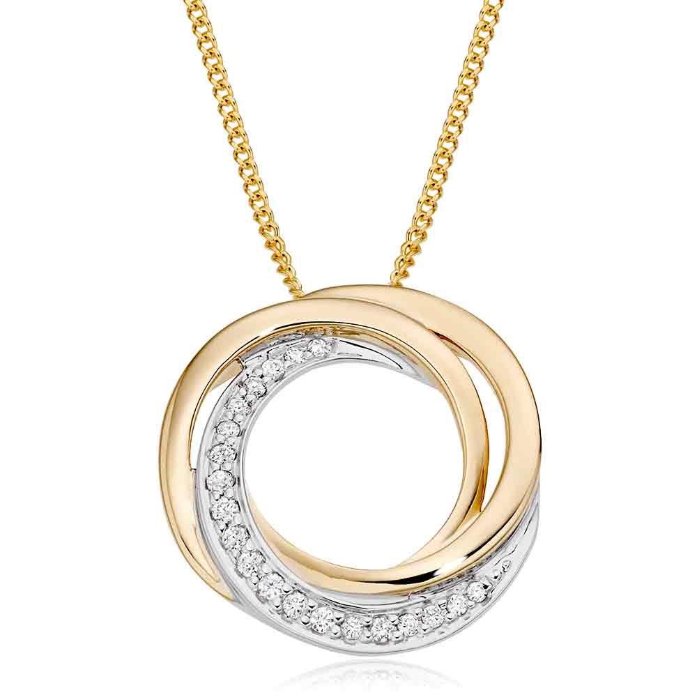 Beaverbrooks 9ct Yellow Gold Diamond Swirl Pendant