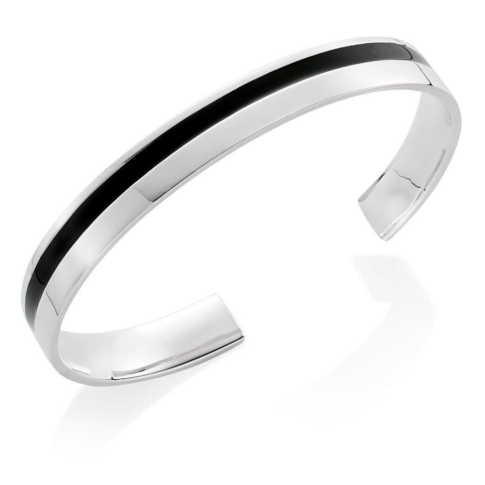 Beaverbrooks Silver Black Resin Torque Men's Bangle