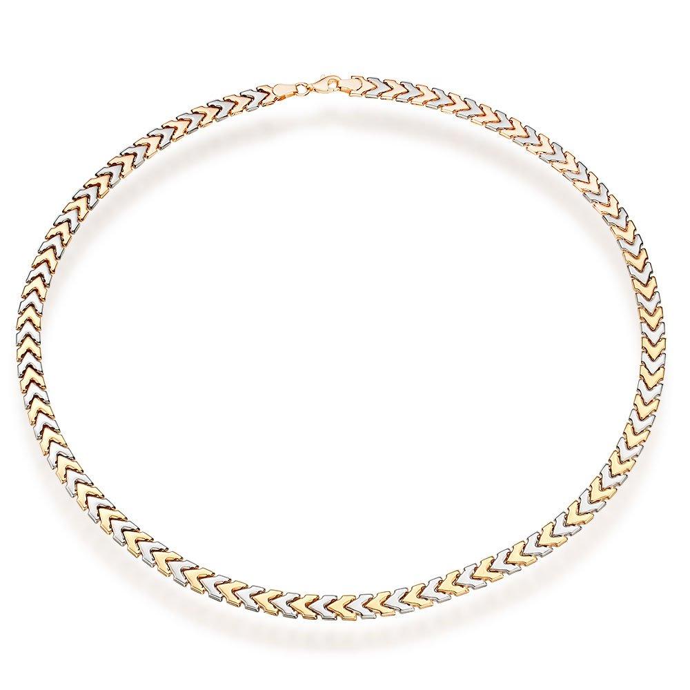 Beaverbrooks 9ct Yellow Gold and White Gold Chevron Necklace