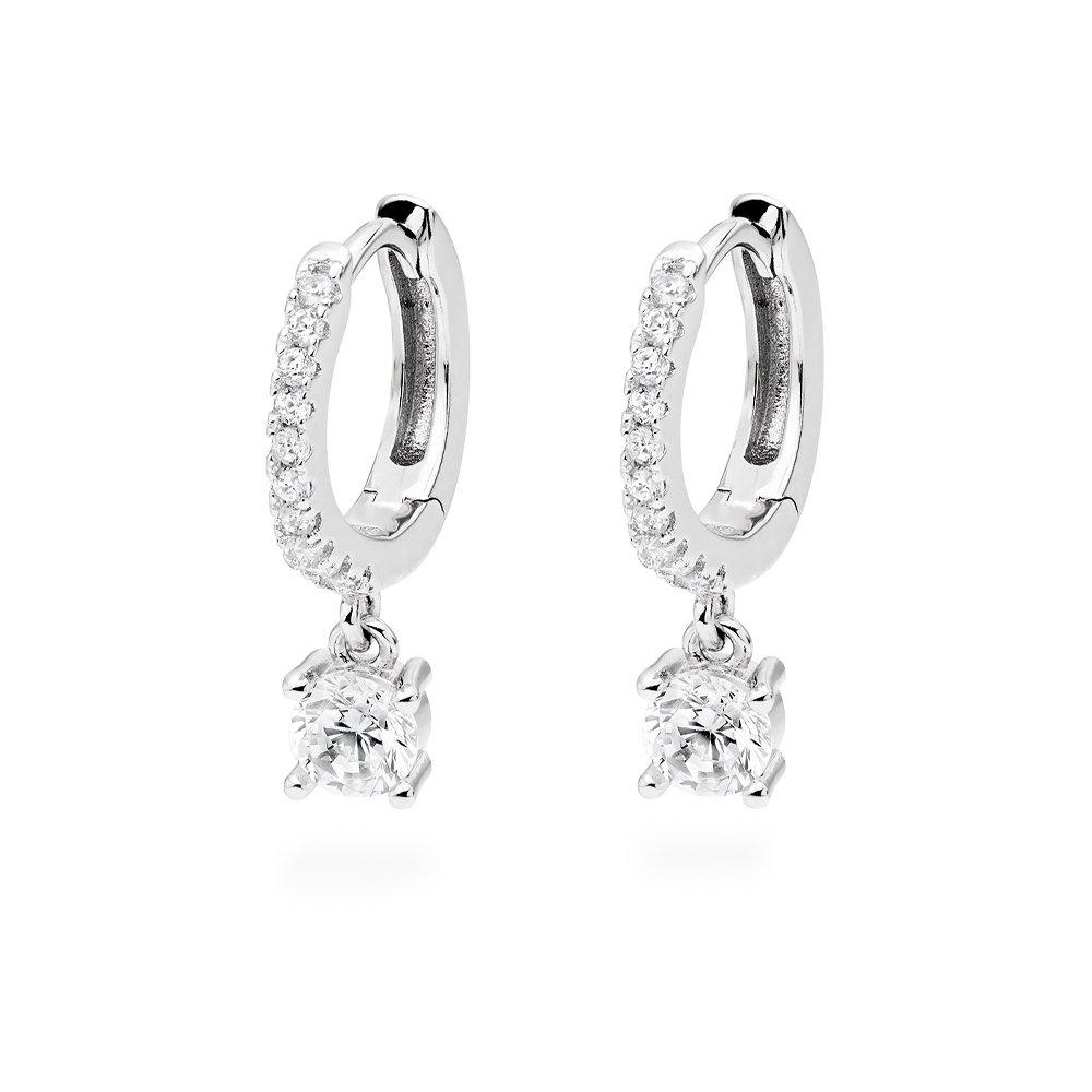 Beaverbrooks Silver Cubic Zirconia Huggie Hoop Earrings