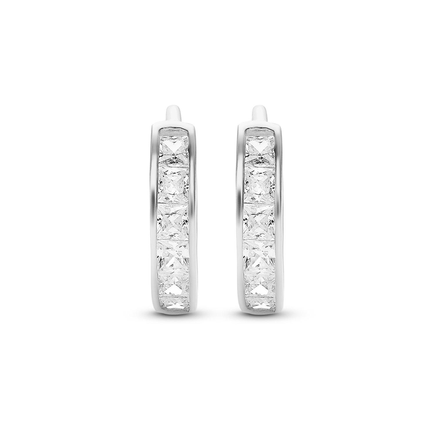 Beaverbrooks 9ct White Gold Cubic Zirconia Huggie Hoop Earrings