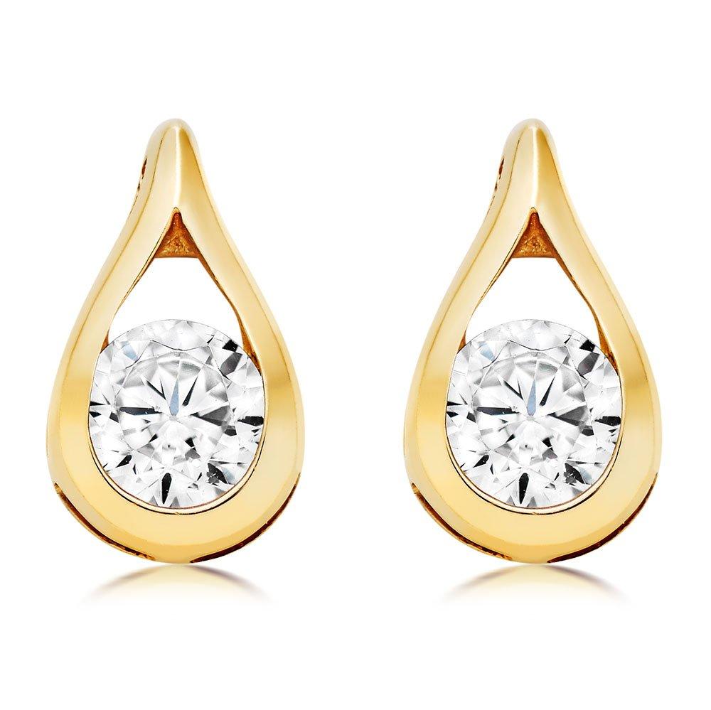 Beaverbrooks 9ct Yellow Gold Cubic Zirconia Stud Earrings