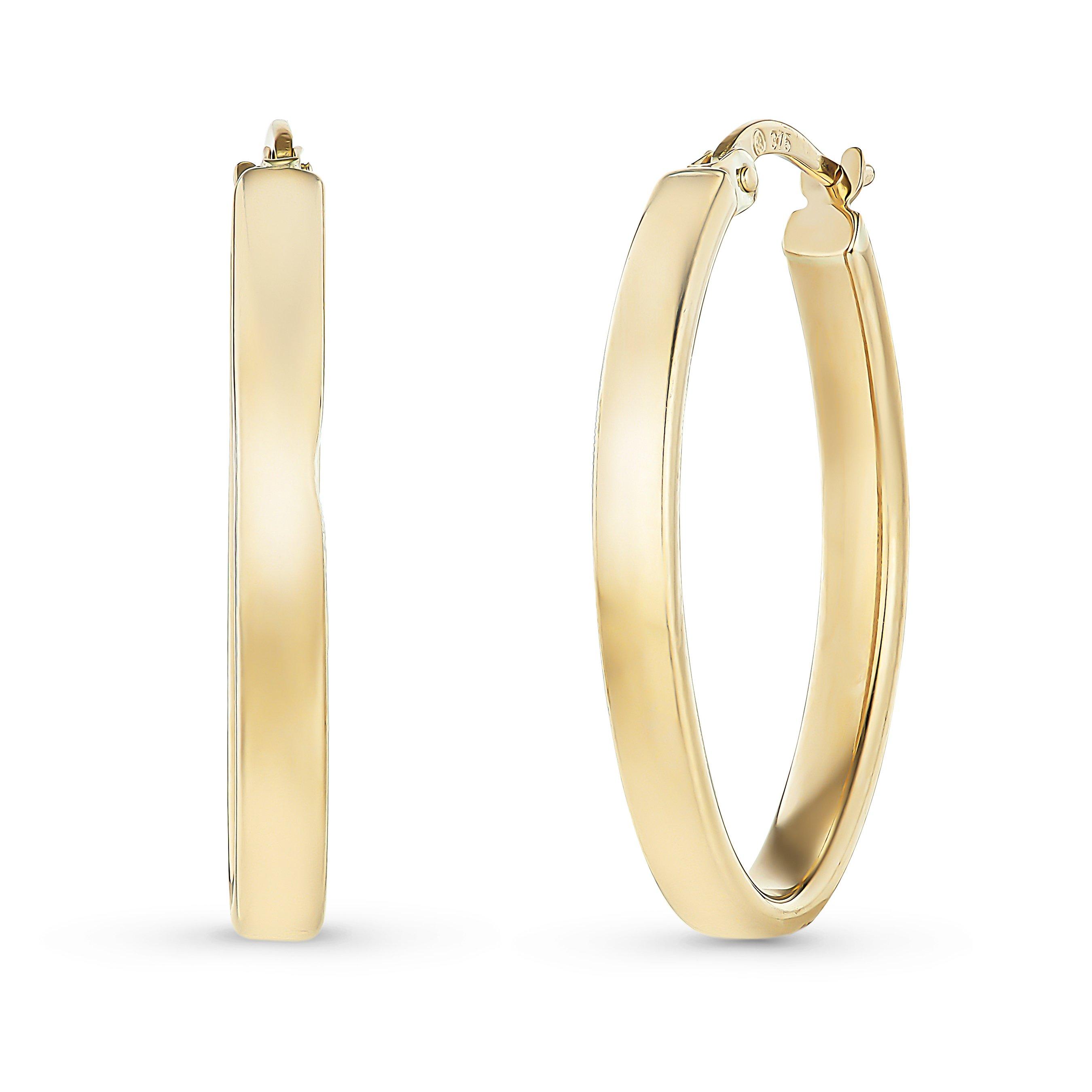 Beaverbrooks 9ct Yellow Gold Oval Hoop Earrings