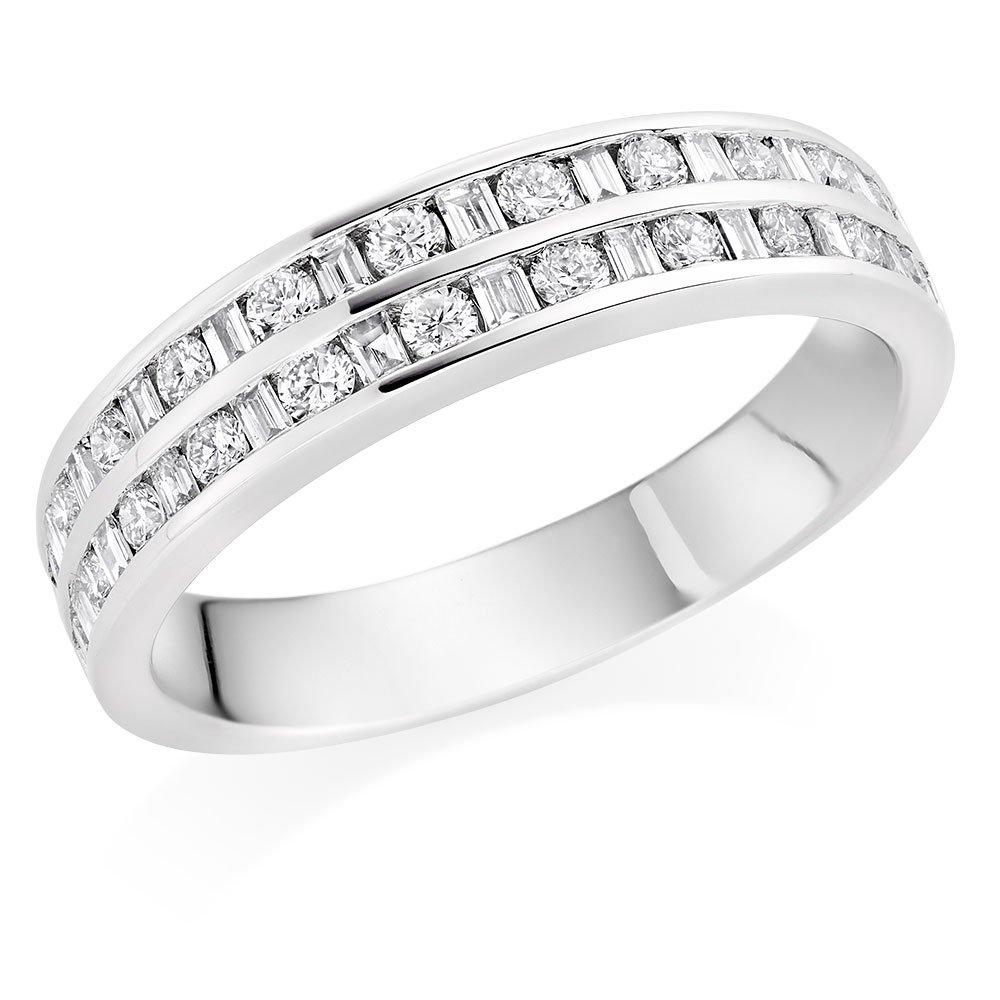Beaverbrooks Platinum Diamond Two Row Half Eternity Ring