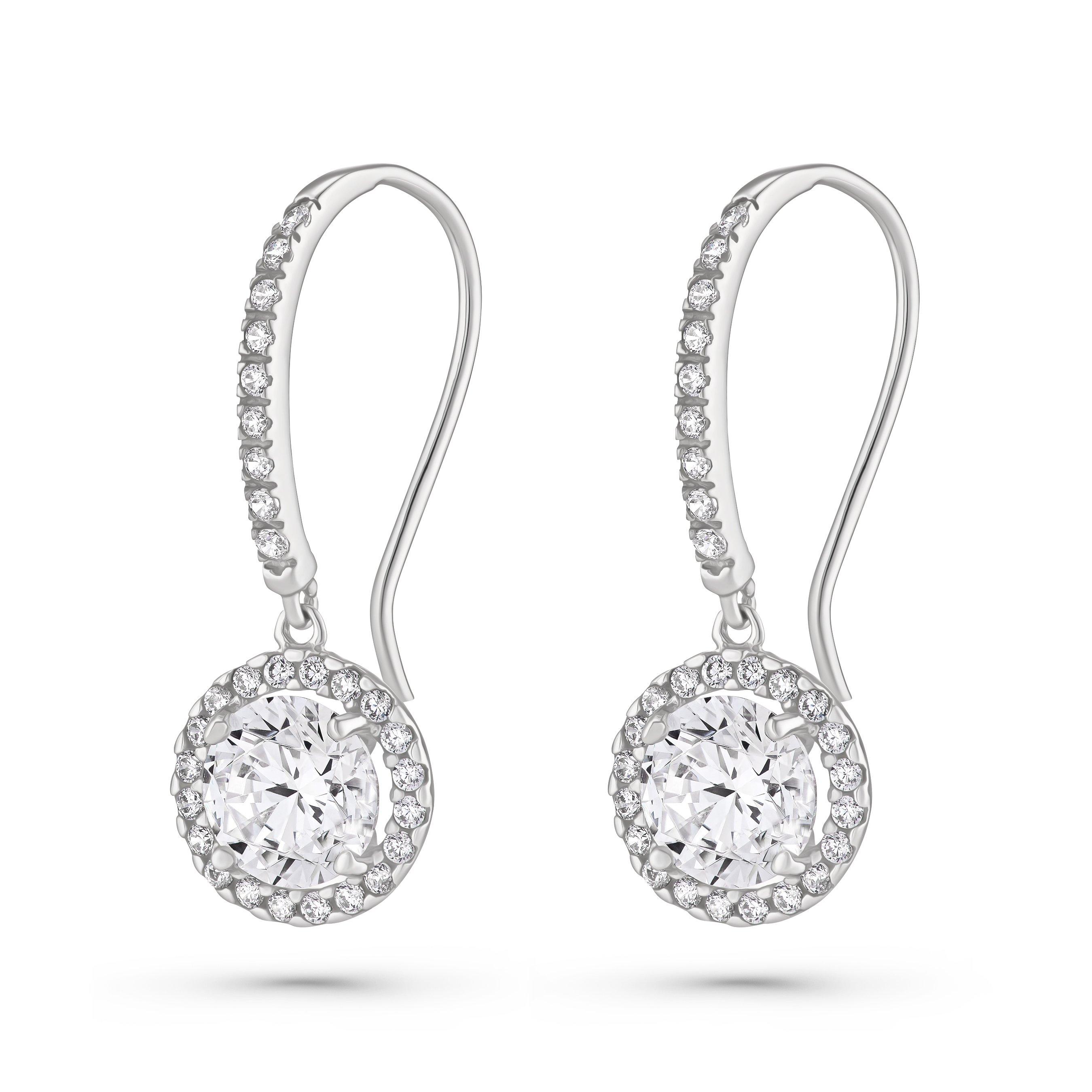 Beaverbrooks 9ct White Gold Cubic Zirconia Drop Earrings