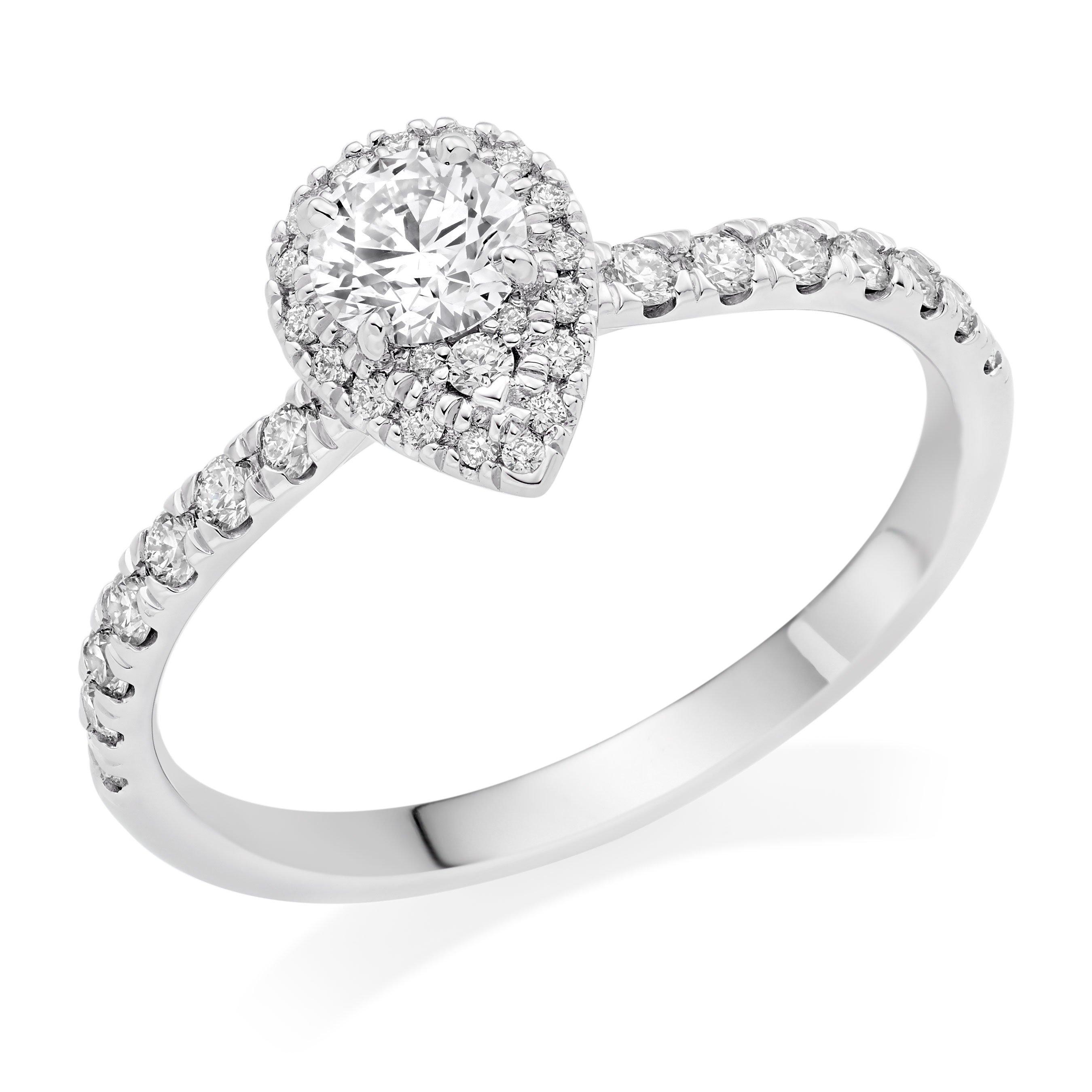 Hearts On Fire Platinum Pear-Shaped Diamond Halo Ring