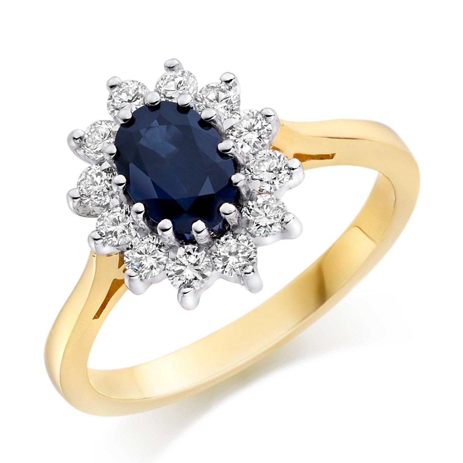 Beaverbrooks 18ct Yellow Gold Diamond Sapphire Engagement Ring