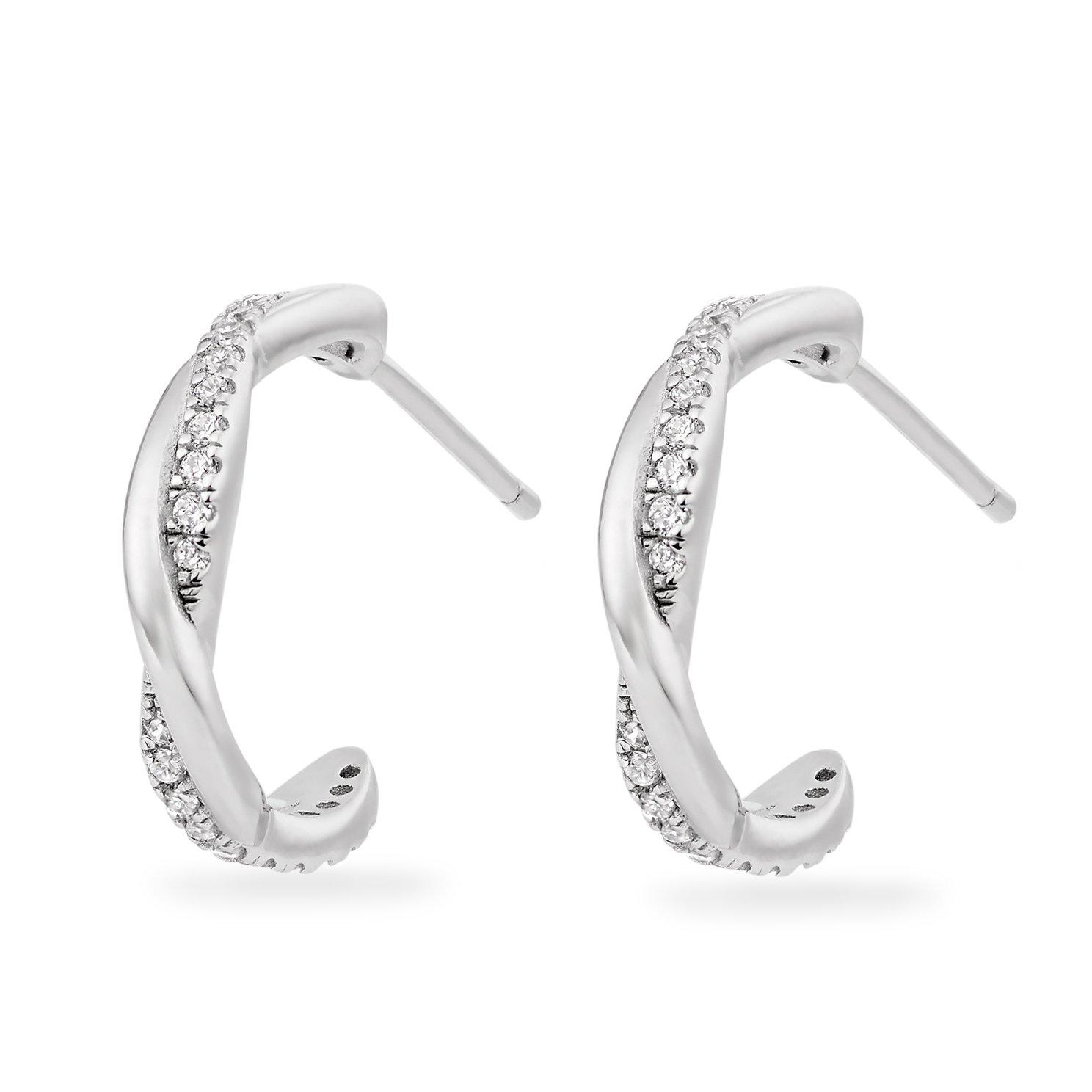 Beaverbrooks Silver Cubic Zirconia Twist Earrings