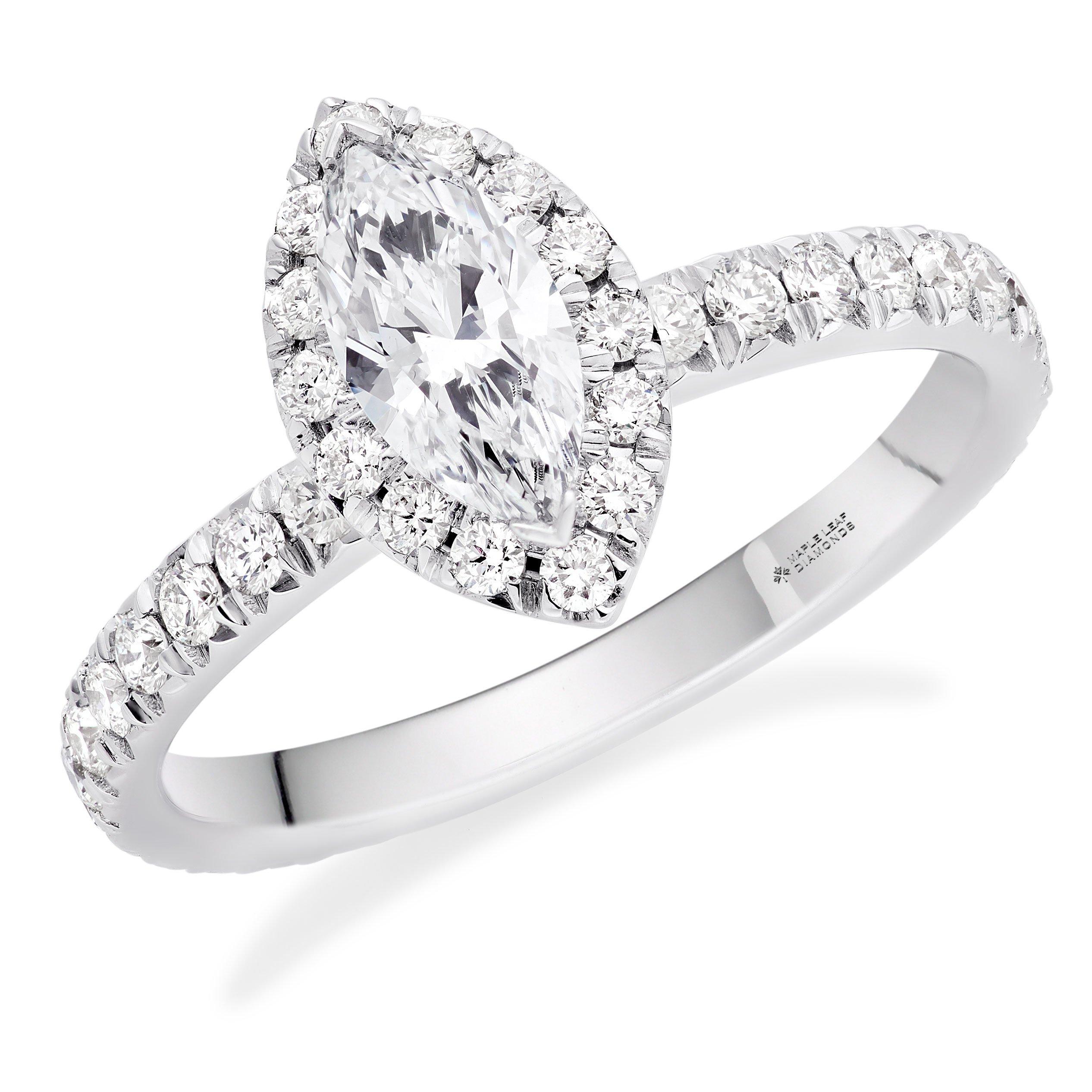 Maple Leaf Diamonds 18ct White Gold Marquise Halo Diamond Ring