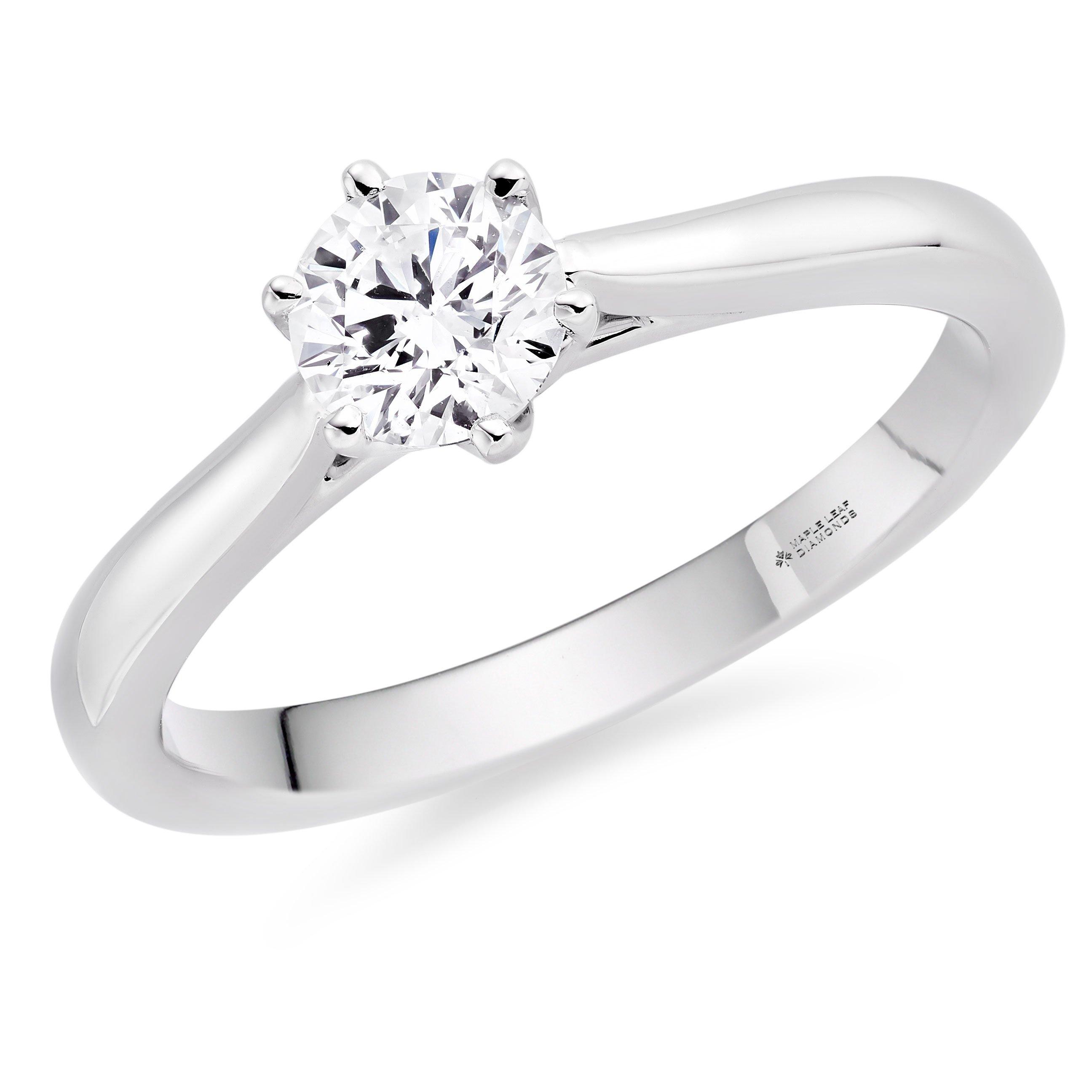 Maple Leaf Diamonds Eternal Flame 18ct White Gold Diamond Solitaire Ring