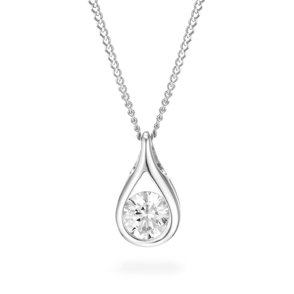 Beaverbrooks 9ct White Gold Cubic Zirconia Pendant