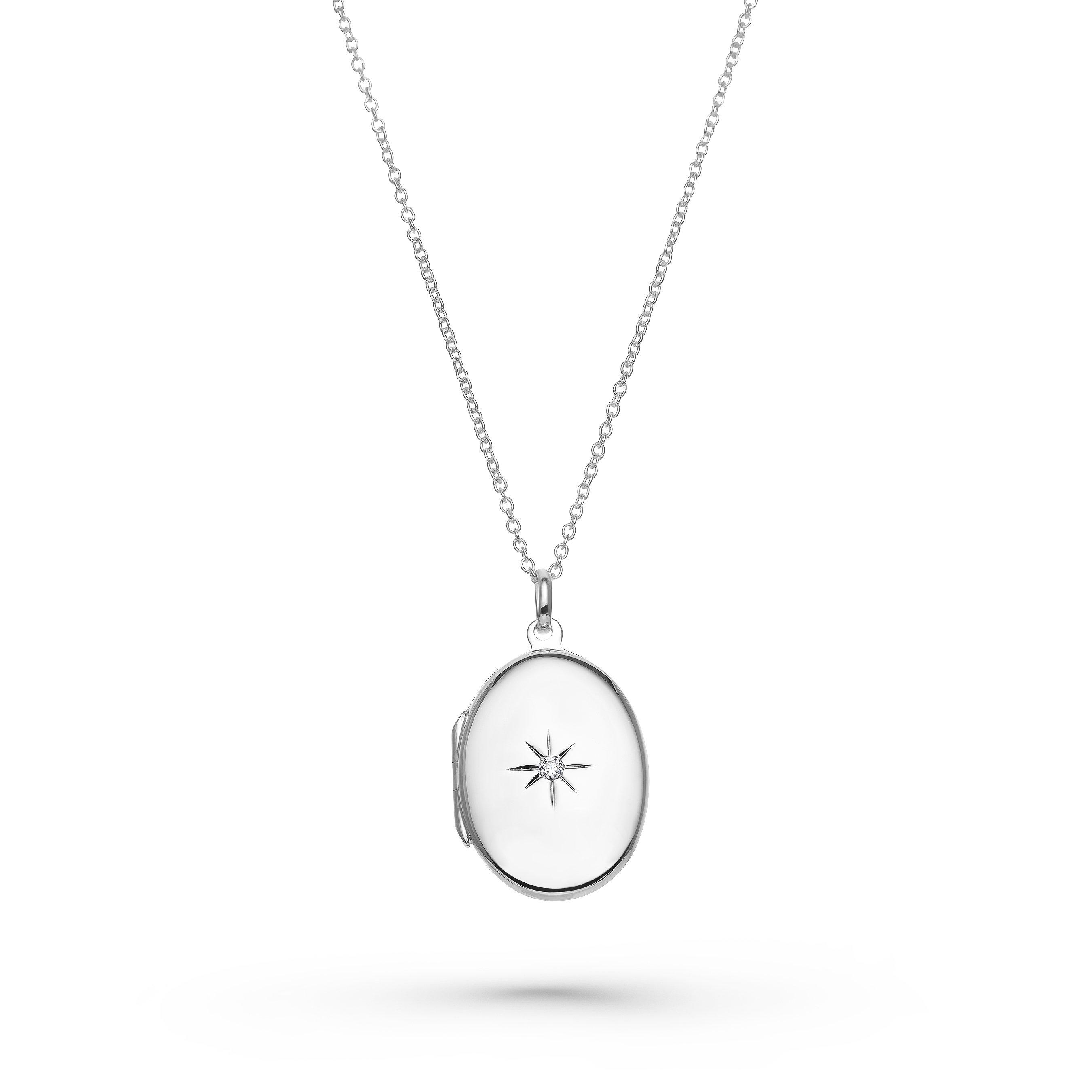 Beaverbrooks Silver Cubic Zirconia Starburst Locket