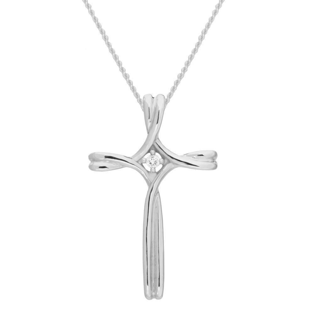 Beaverbrooks 9ct White Gold Diamond Cross Pendant
