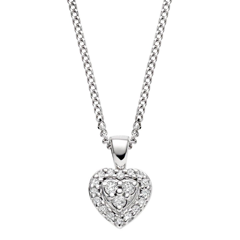 Beaverbrooks 9ct White Gold Diamond Heart Pendant