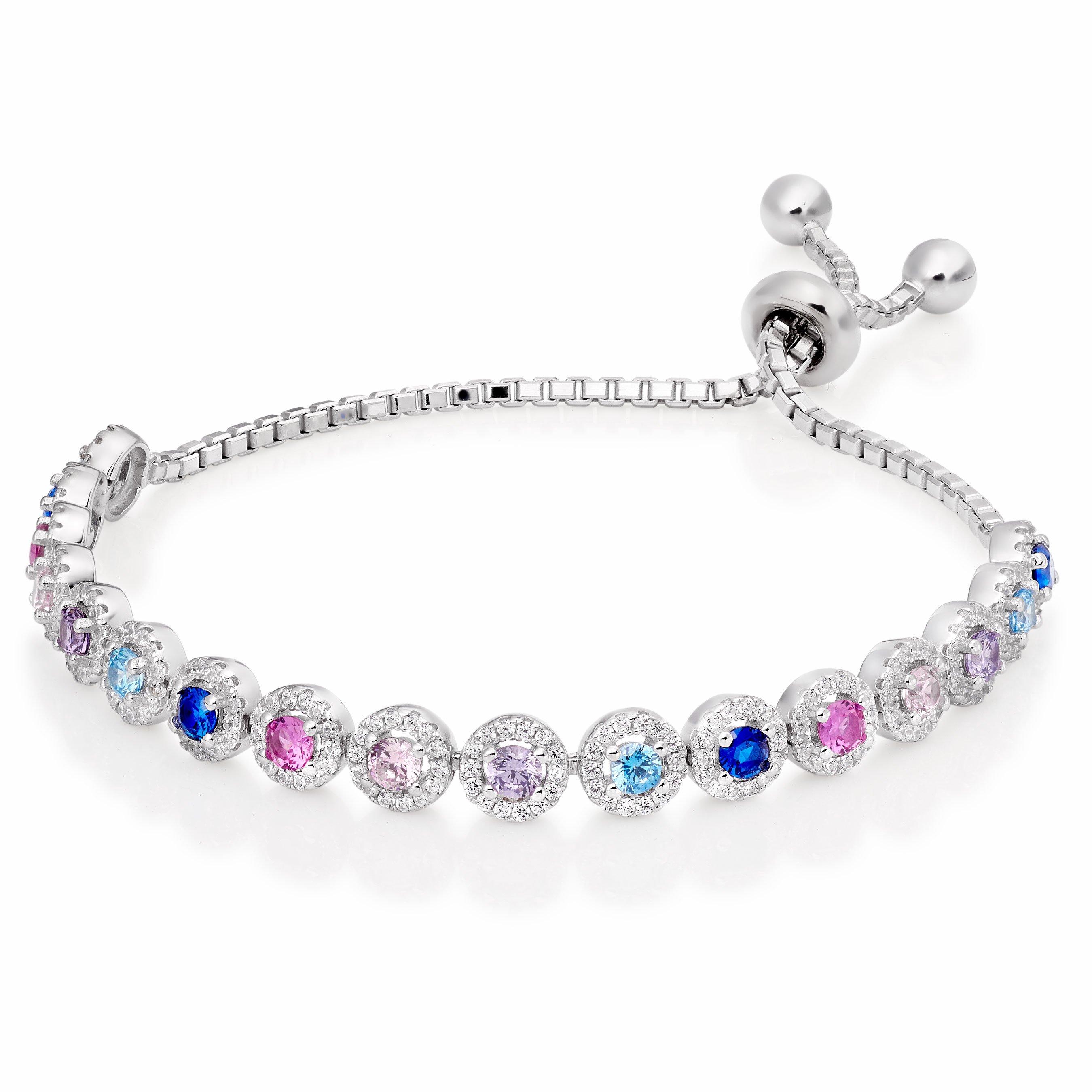 Beaverbrooks Silver Cubic Zirconia Multi-Coloured Slider Bracelet