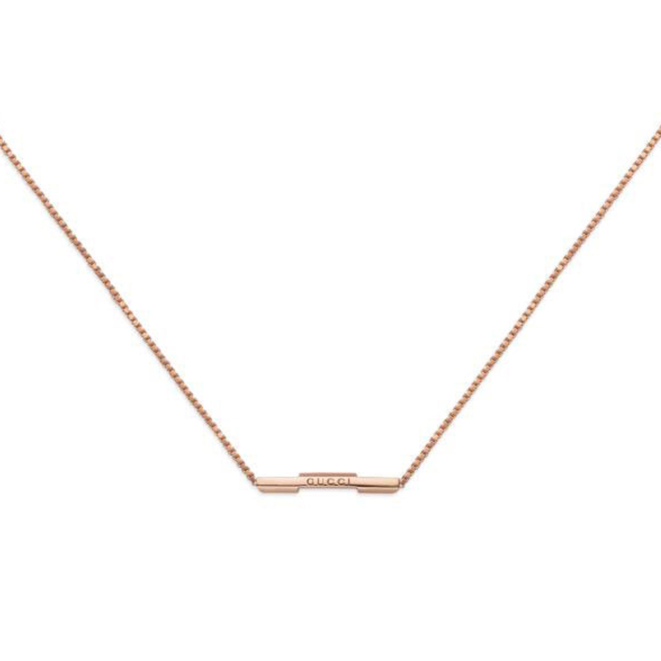 Gucci Link to Love 18ct Rose Gold Bar Necklace