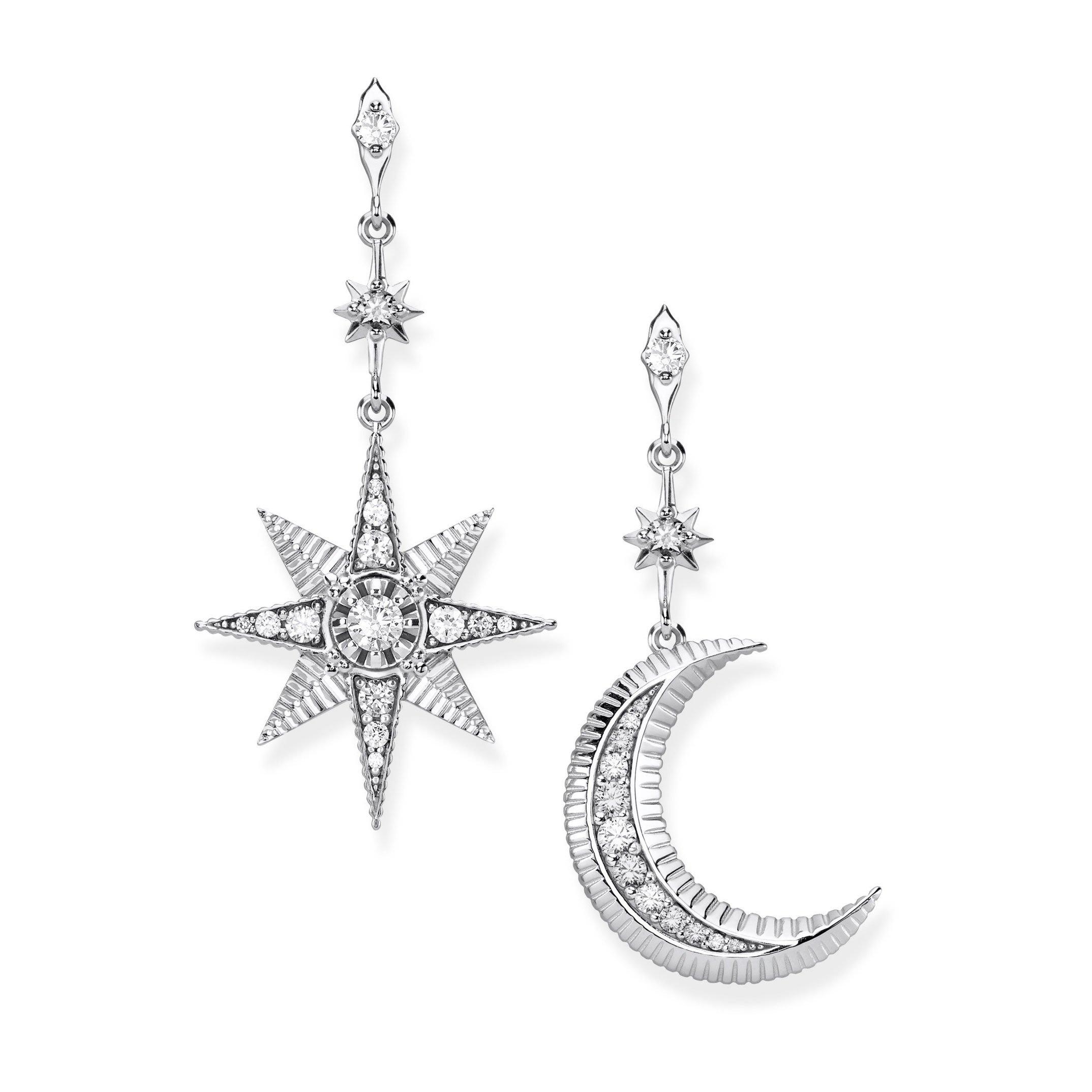 Thomas Sabo Royalty Silver Star and Moon Drop Earrings