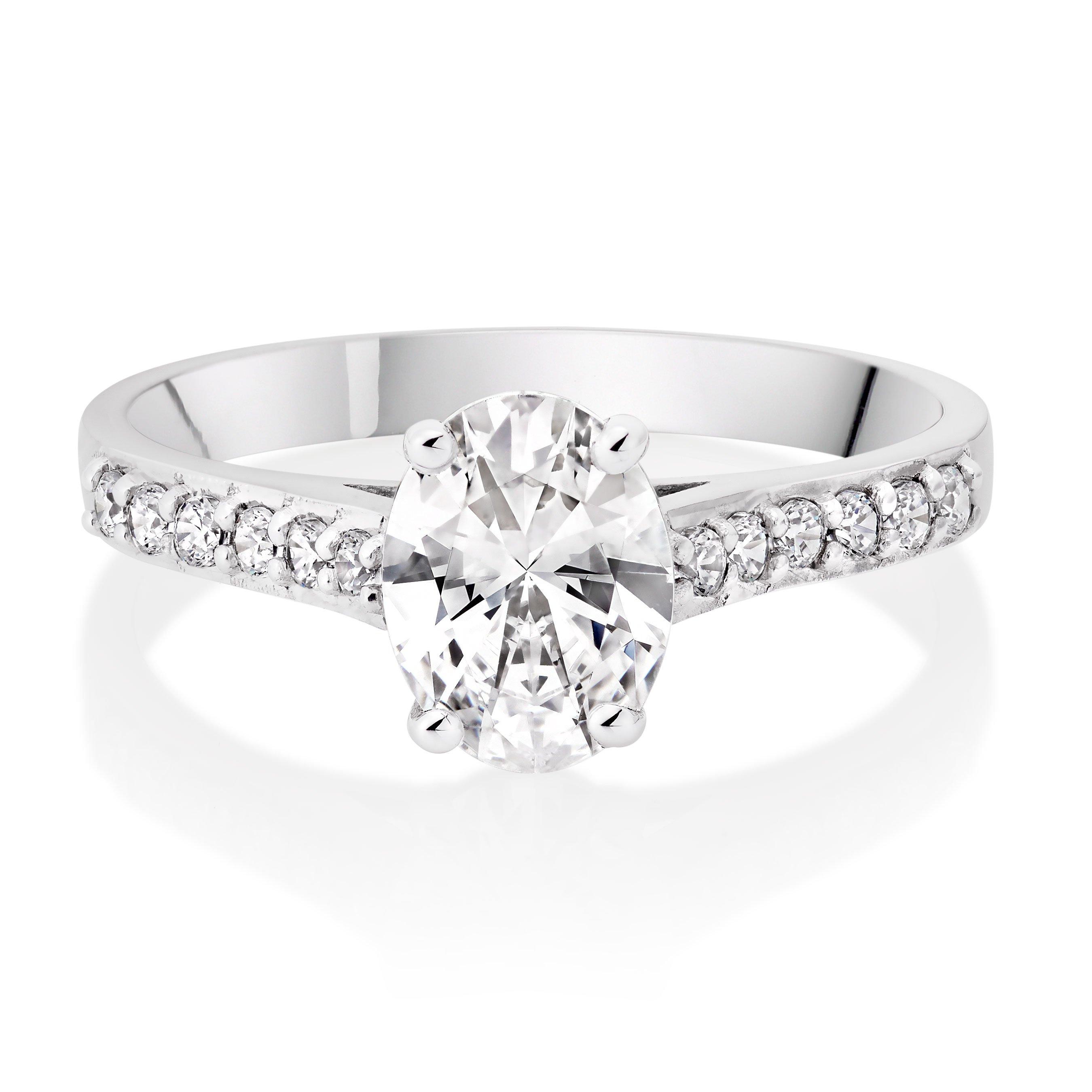 Beaverbrooks 9ct White Gold Oval Cut Cubic Zirconia Solitaire Ring 3 Beaverbrooks 9ct White Gold Oval Cut Cubic Zirconia Solitaire Ring