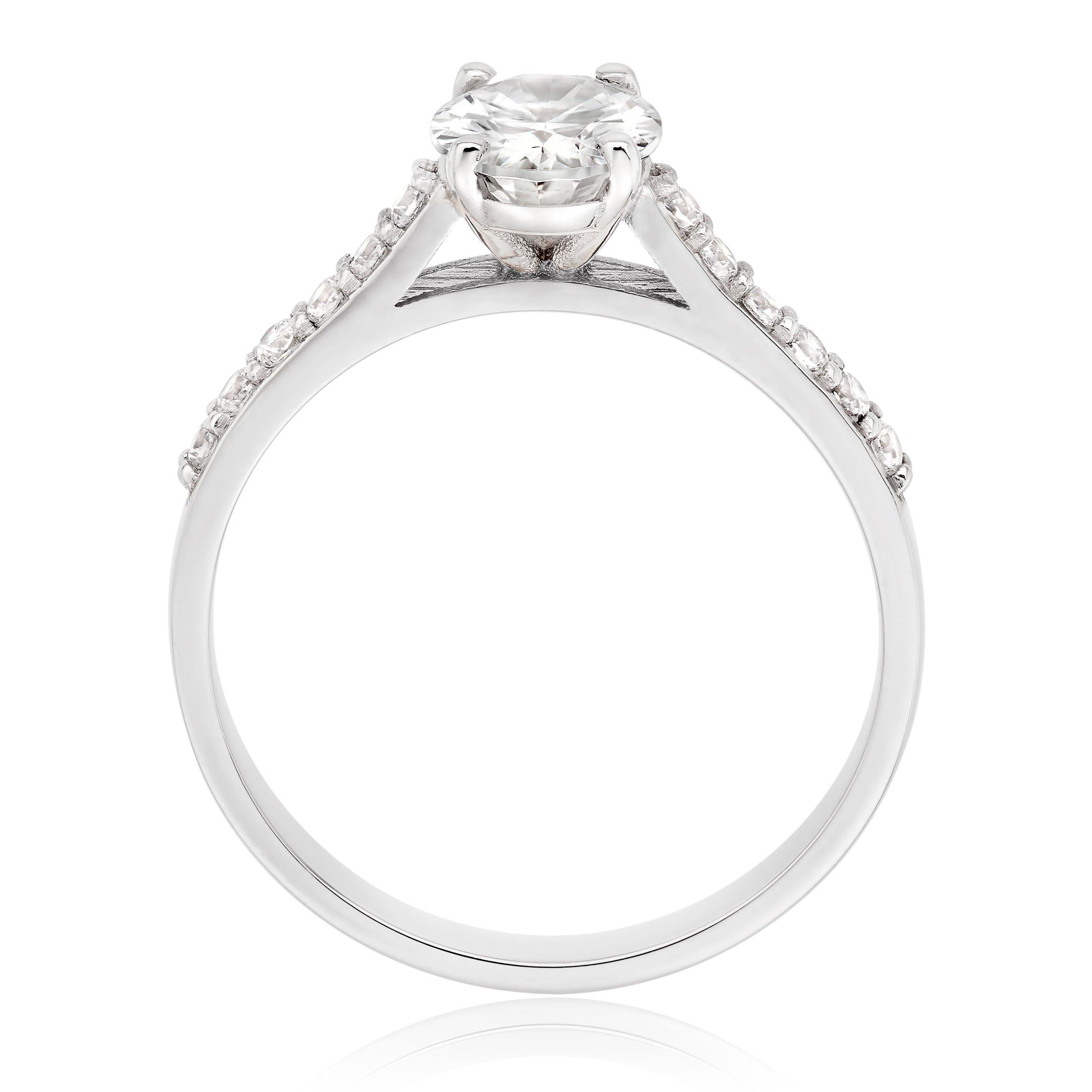 Beaverbrooks 9ct White Gold Oval Cut Cubic Zirconia Solitaire Ring 4 Beaverbrooks 9ct White Gold Oval Cut Cubic Zirconia Solitaire Ring