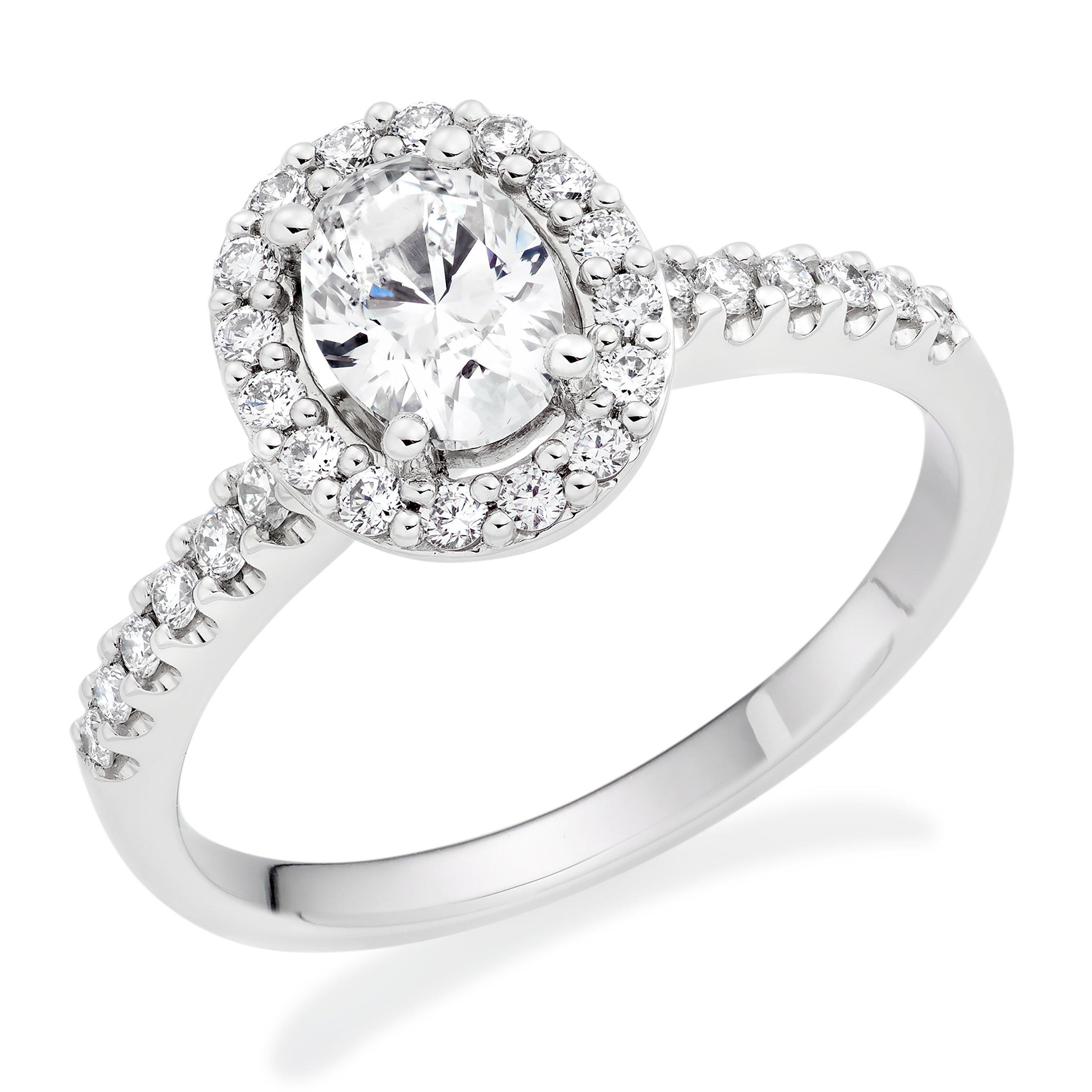 Beaverbrooks Platinum Diamond Oval Cut Halo Ring