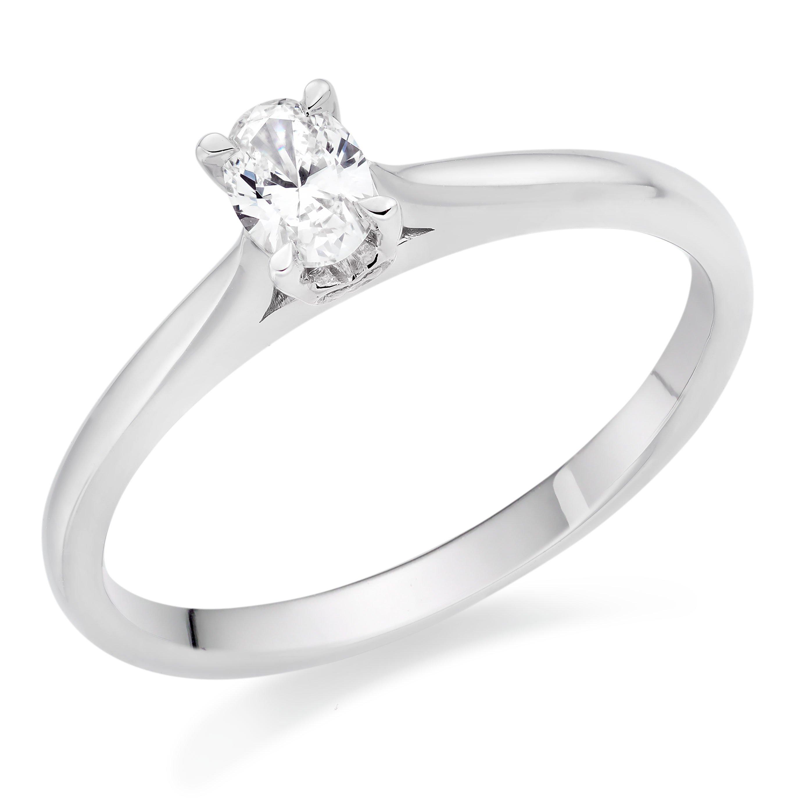 Beaverbrooks 18ct White and Rose Gold Diamond Oval Cut Ring