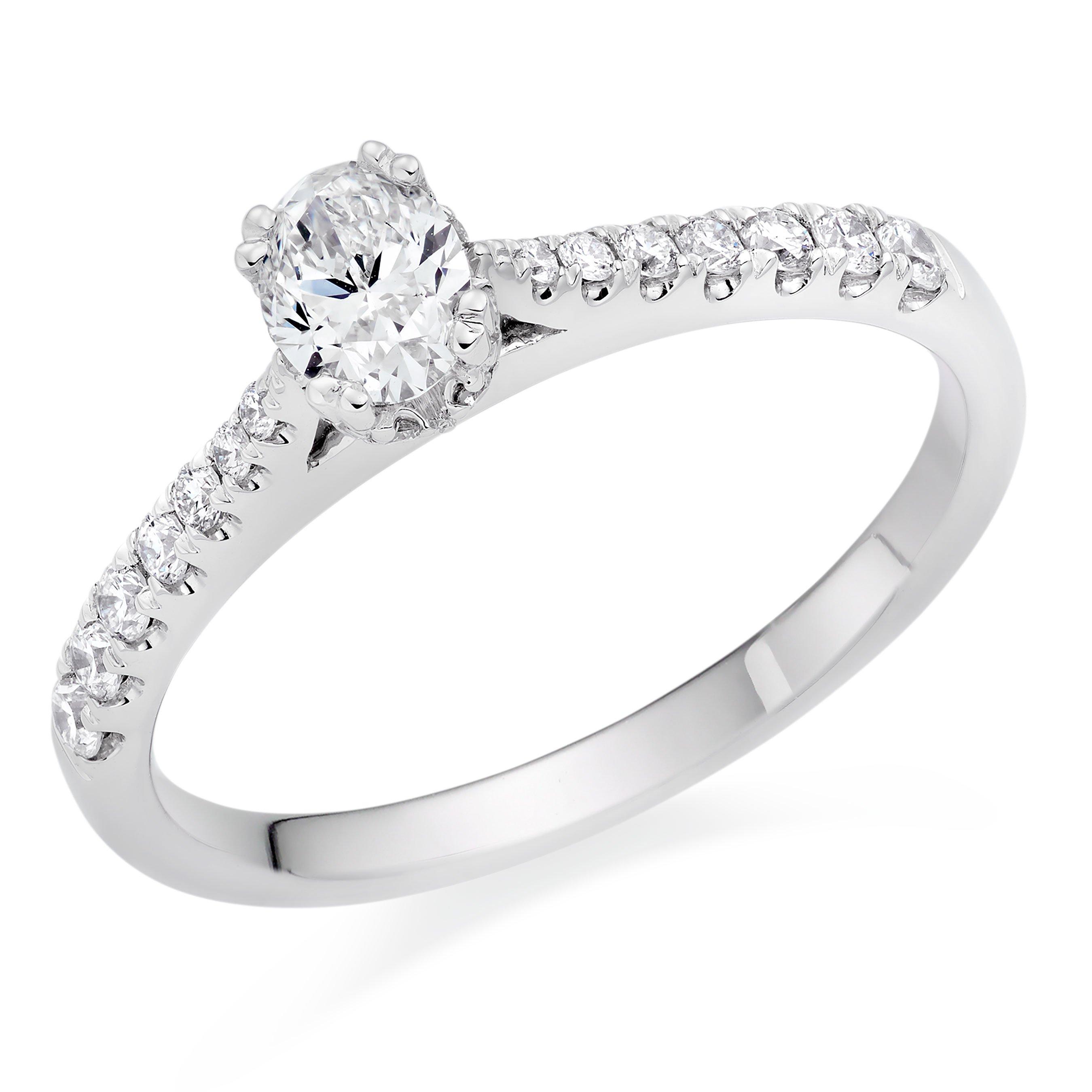 Beaverbrooks 18ct White Gold Diamond Oval Cut Ring