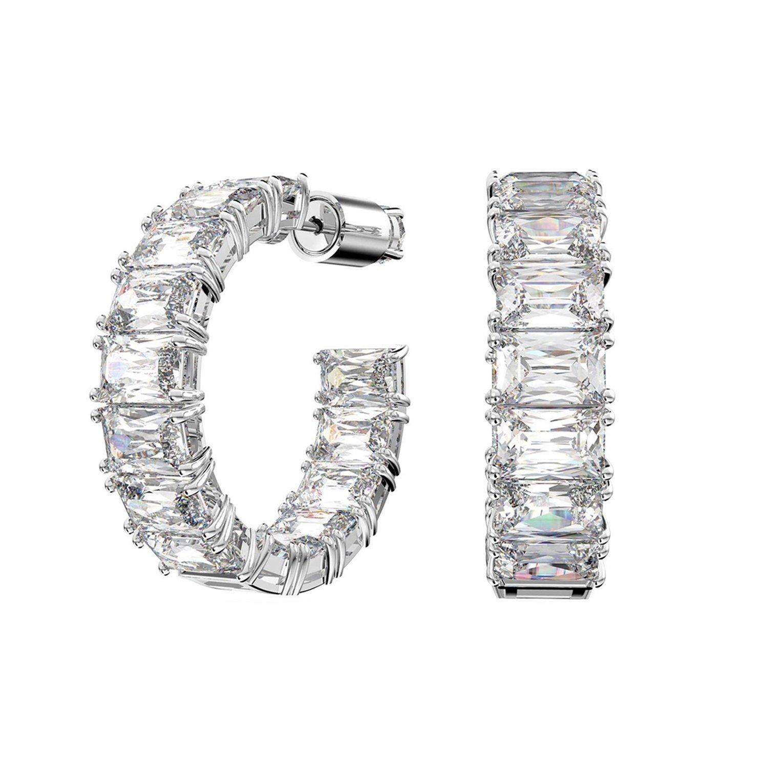 Swarovski Matrix Silver Crystal Hoop Earrings