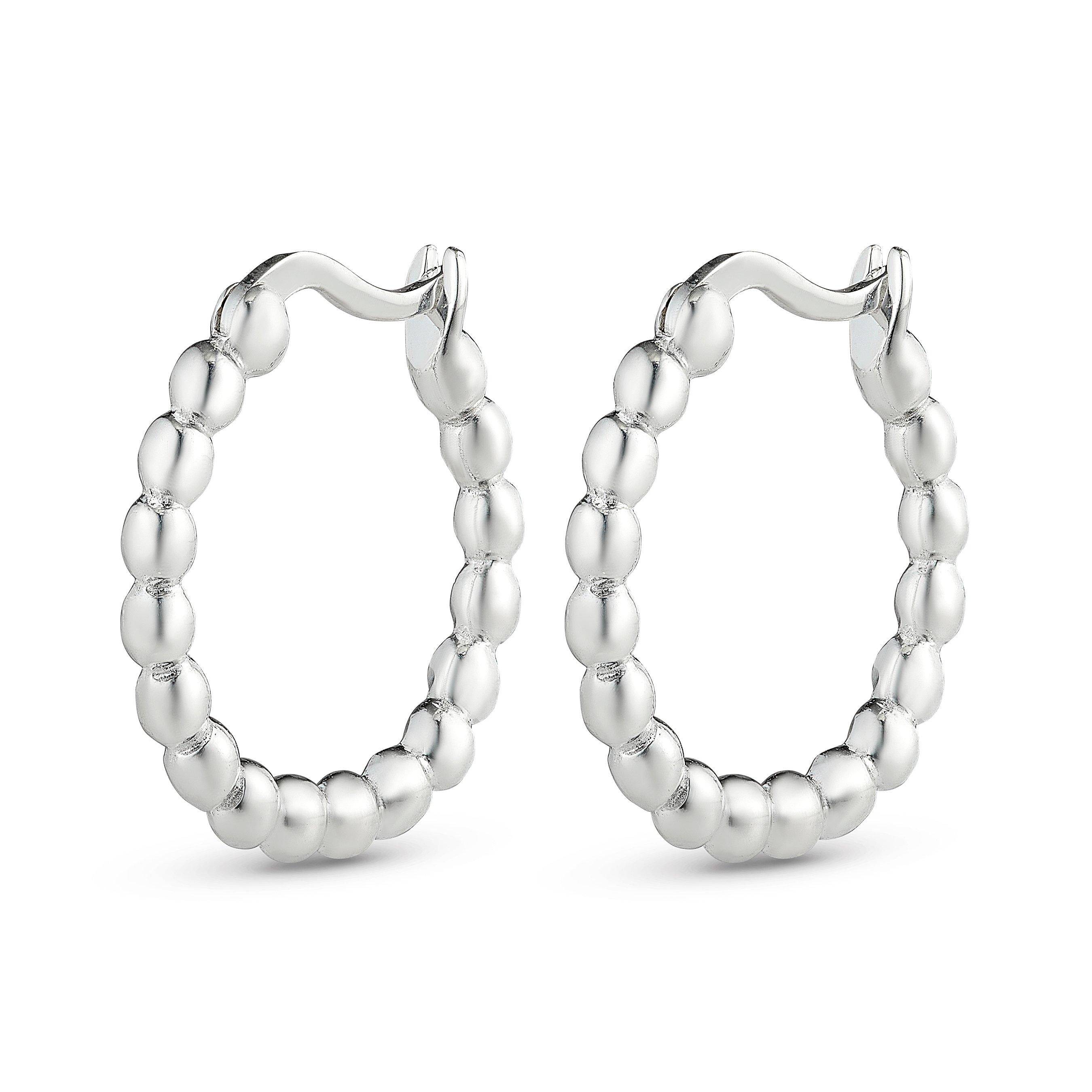 Lauren Ralph Lauren Silver Bead Hoop Earrings