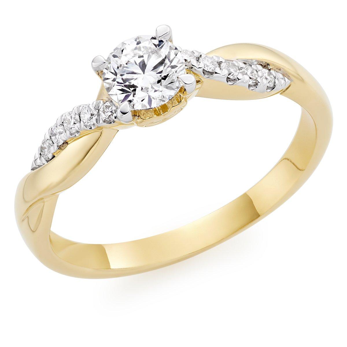 Beaverbrooks 18ct Yellow Gold Diamond Twist Solitaire Ring