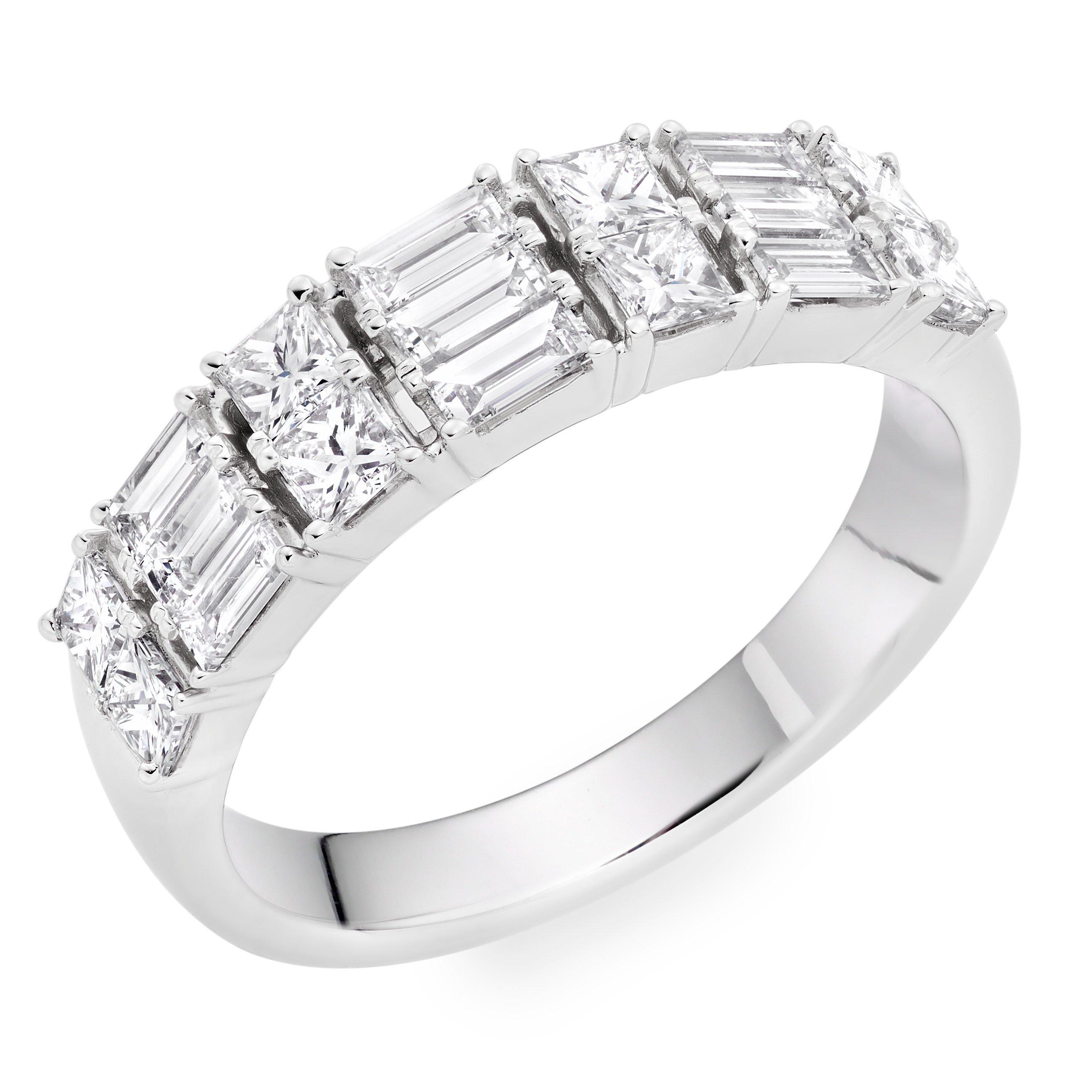 Beaverbrooks Platinum Diamond Two Row Half Eternity Ring