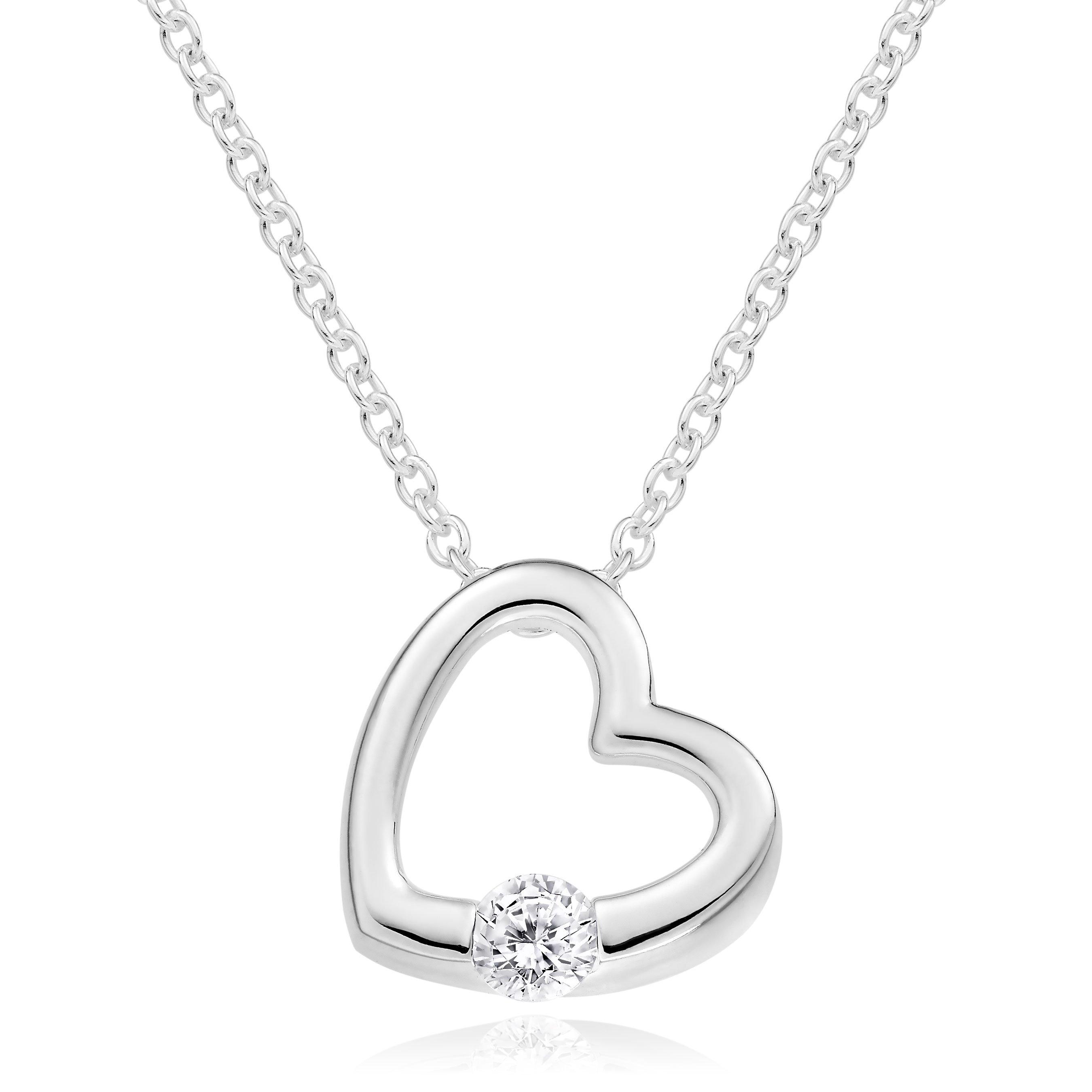 Beaverbrooks Silver Cubic Zirconia Heart Pendant