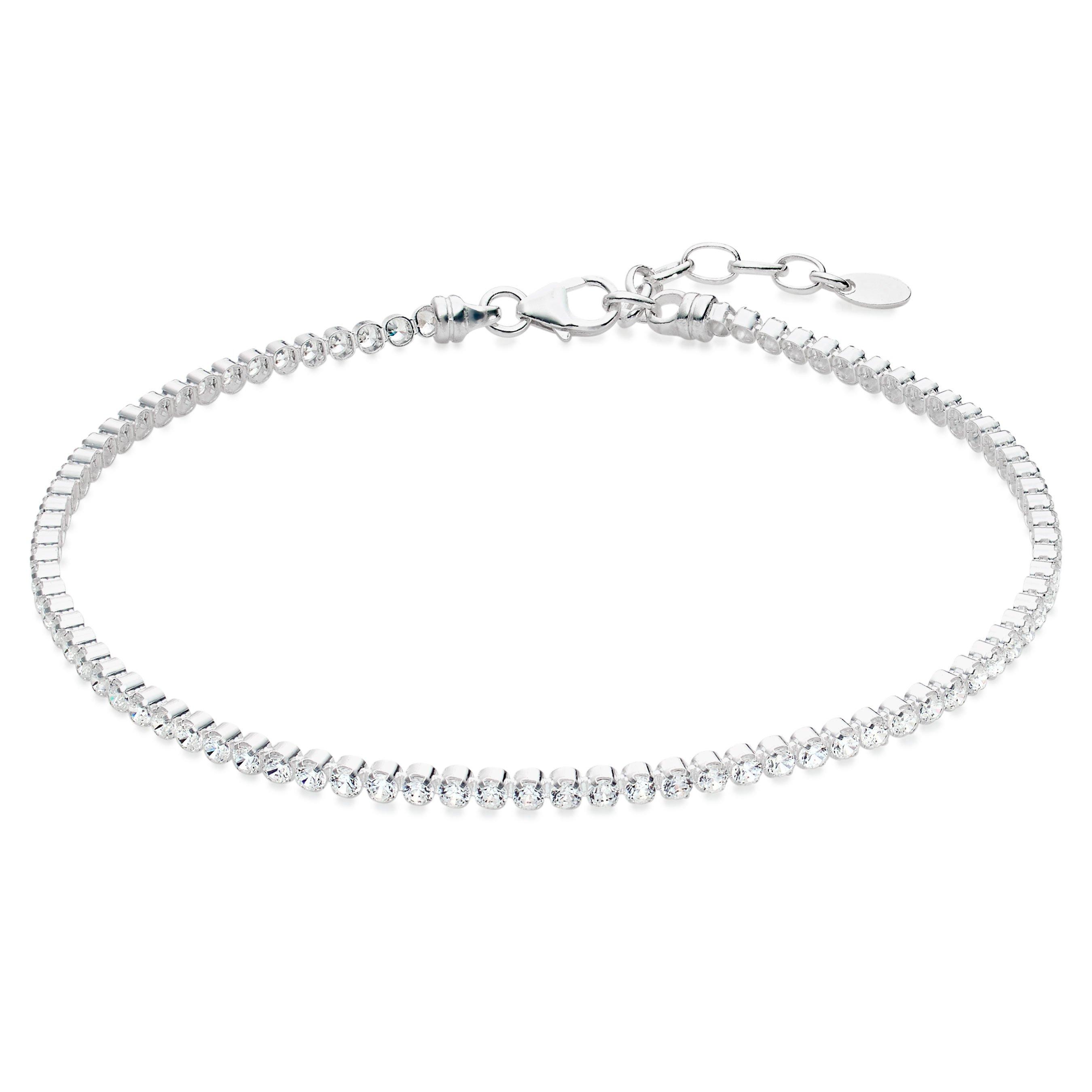 Beaverbrooks Silver Cubic Zirconia Anklet