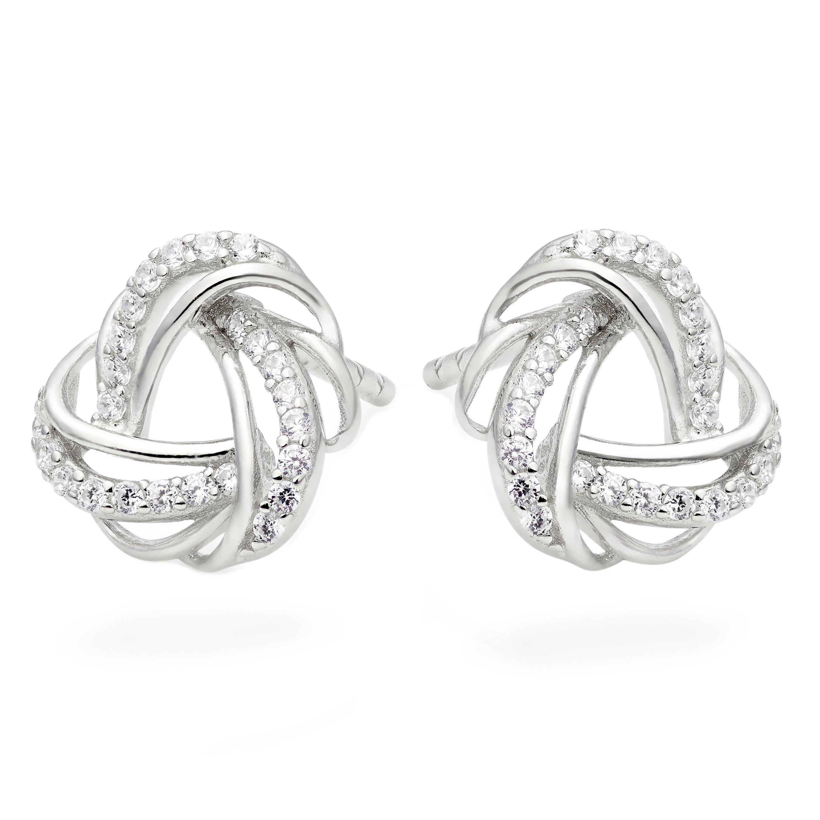 Beaverbrooks Silver Cubic Zirconia Knot Stud Earrings