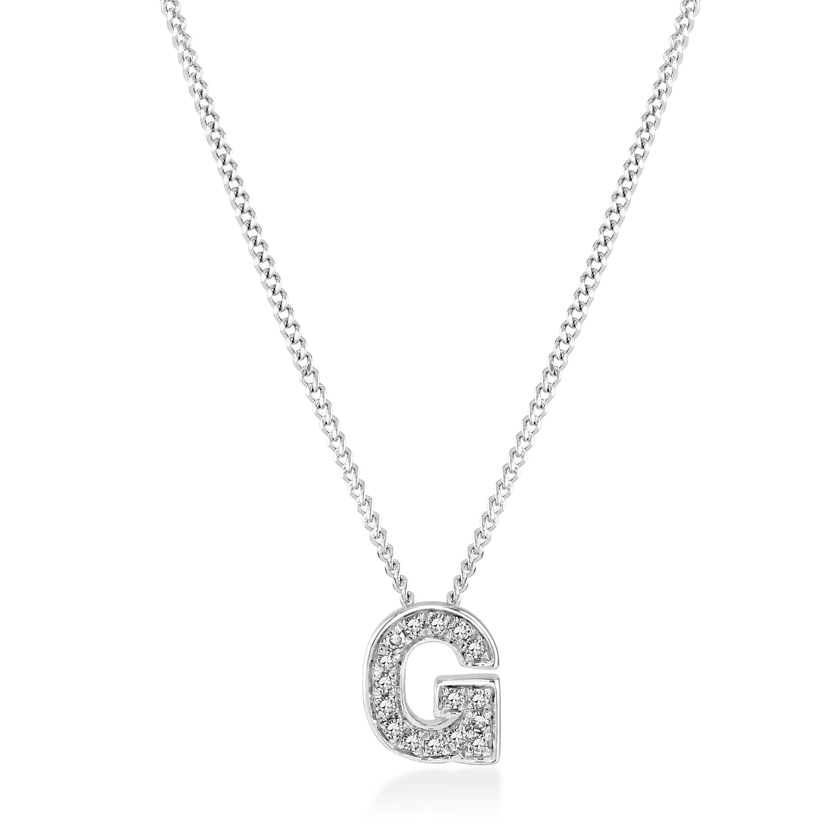 Beaverbrooks 9ct White Gold Diamond Initial G Pendant