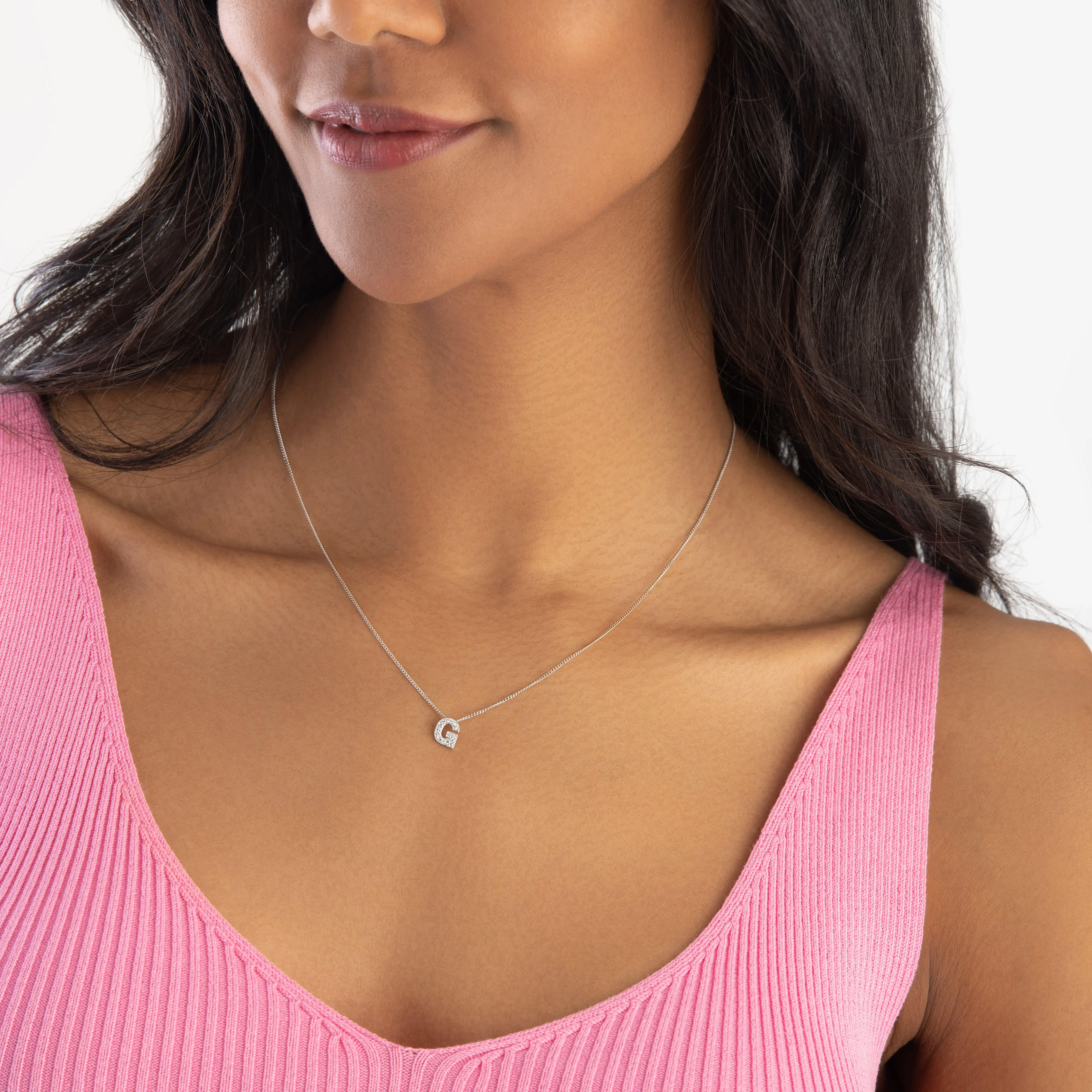 Beaverbrooks 9ct White Gold Diamond Initial G Pendant 3 Beaverbrooks 9ct White Gold Diamond Initial G Pendant
