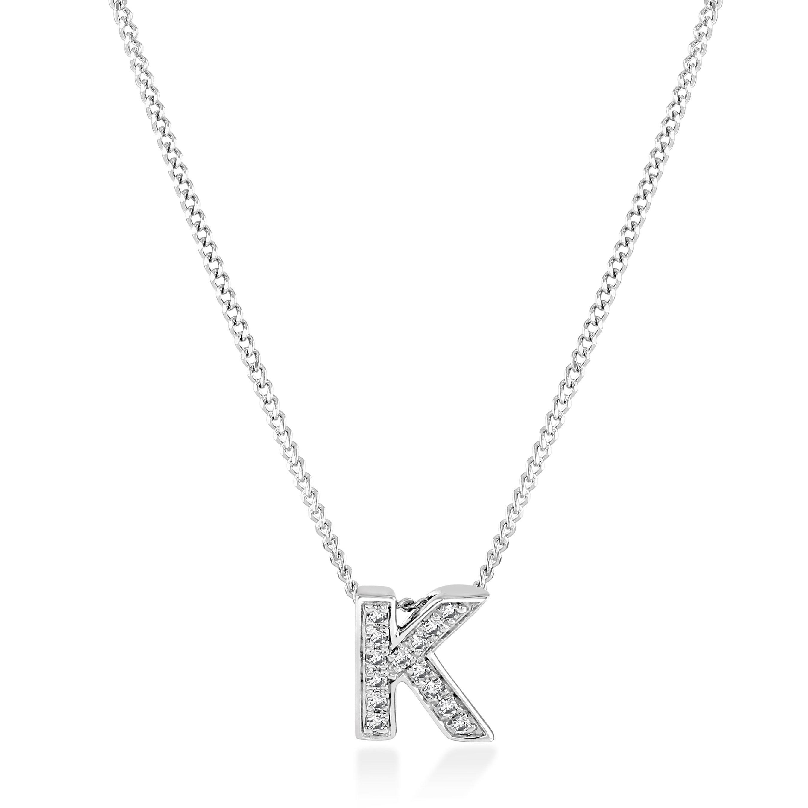 Beaverbrooks 9ct White Gold Diamond Initial K Pendant