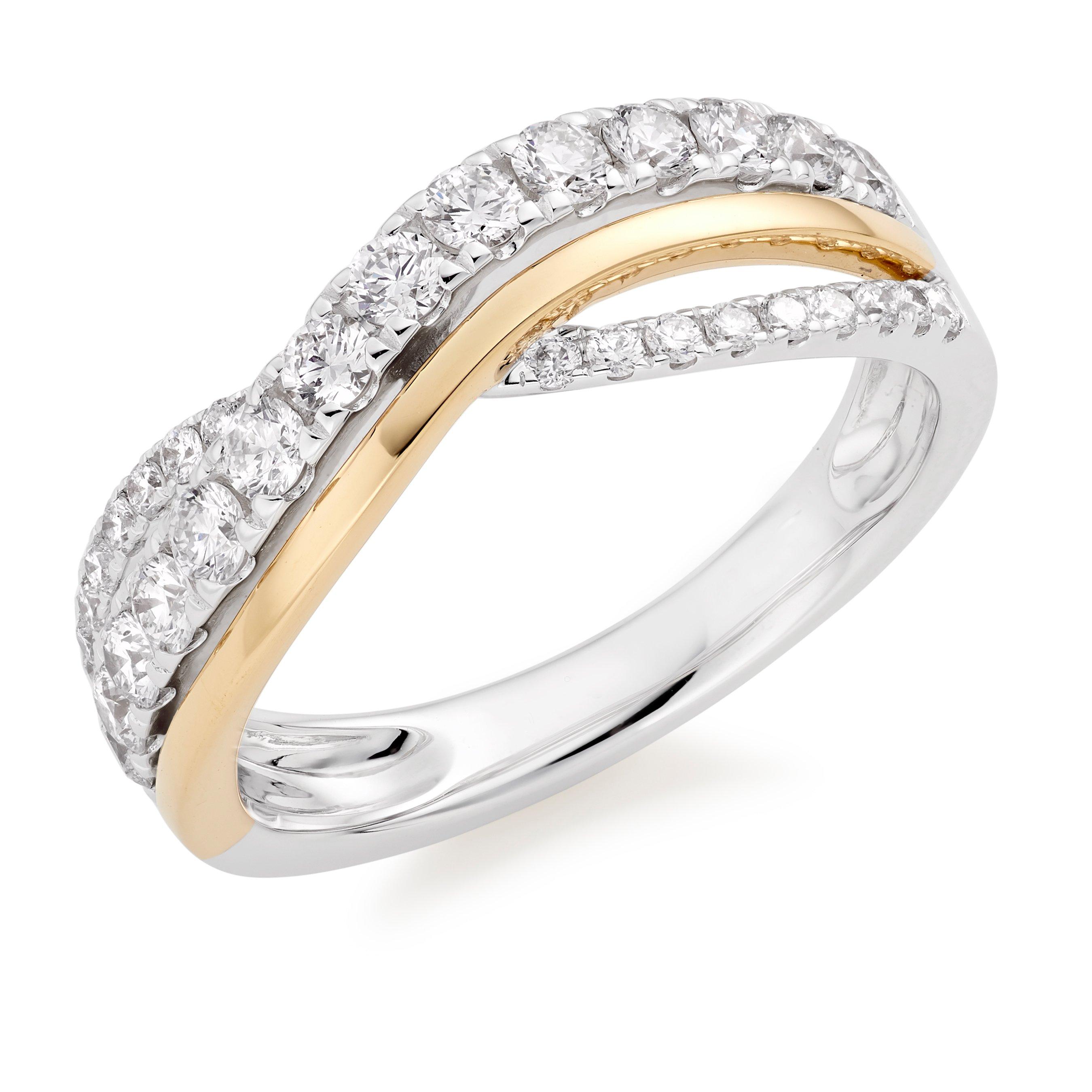 Beaverbrooks 18ct Yellow Gold and White Gold Diamond Half Eternity Ring
