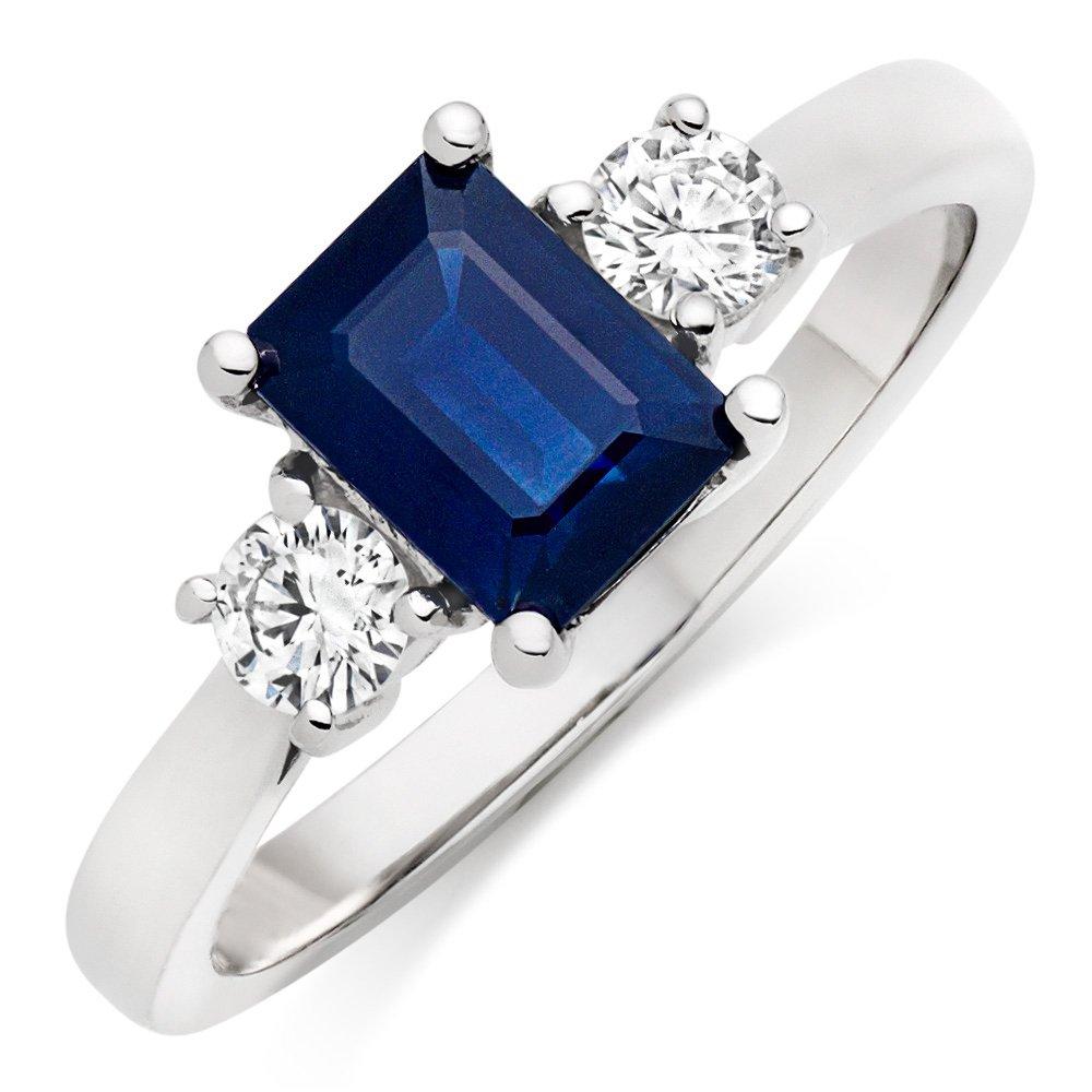 Beaverbrooks 18ct White Gold Diamond Sapphire Engagement Ring