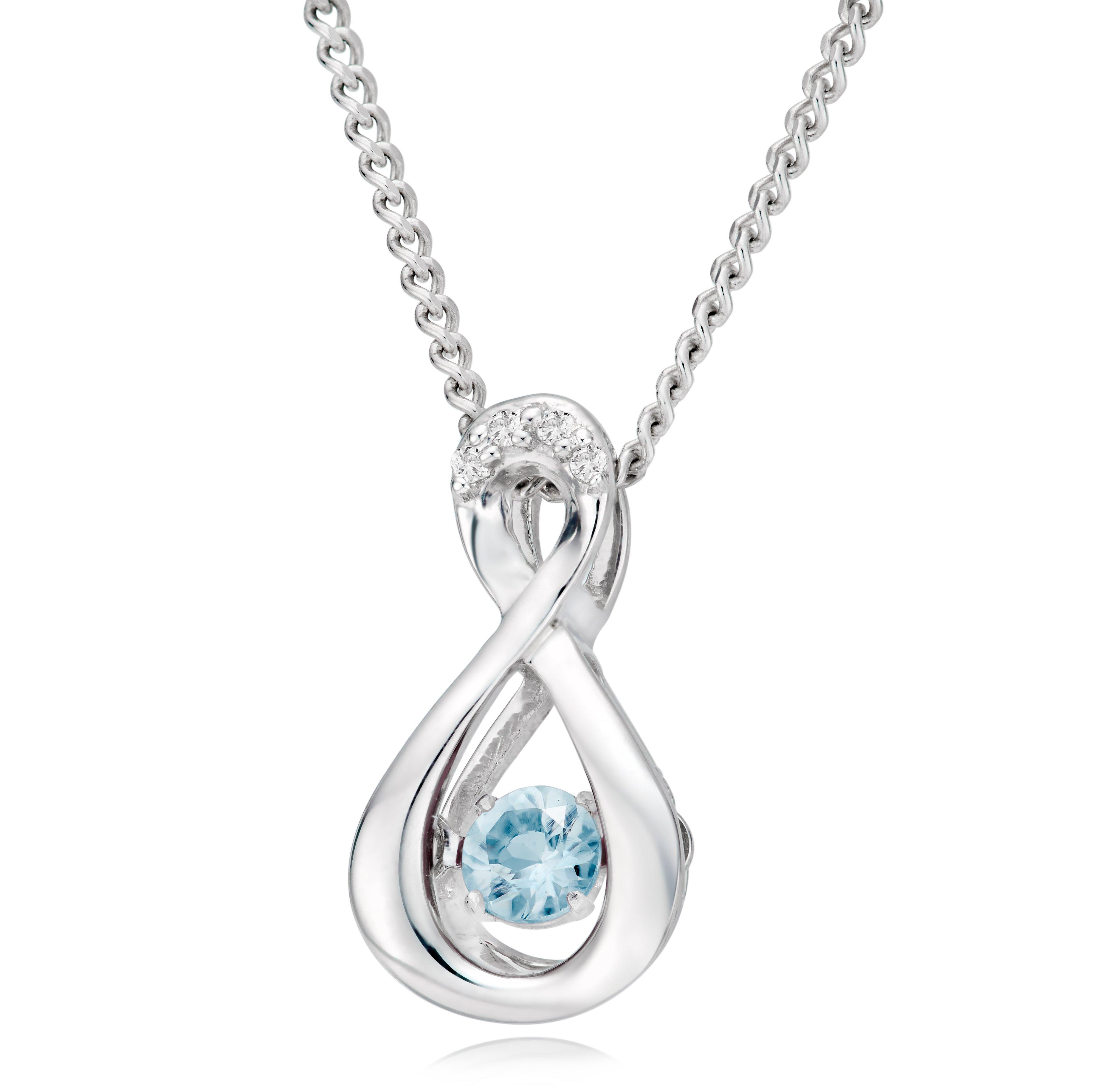 Beaverbrooks Dance 9ct White Gold Diamond Aquamarine Birthstone Pendant