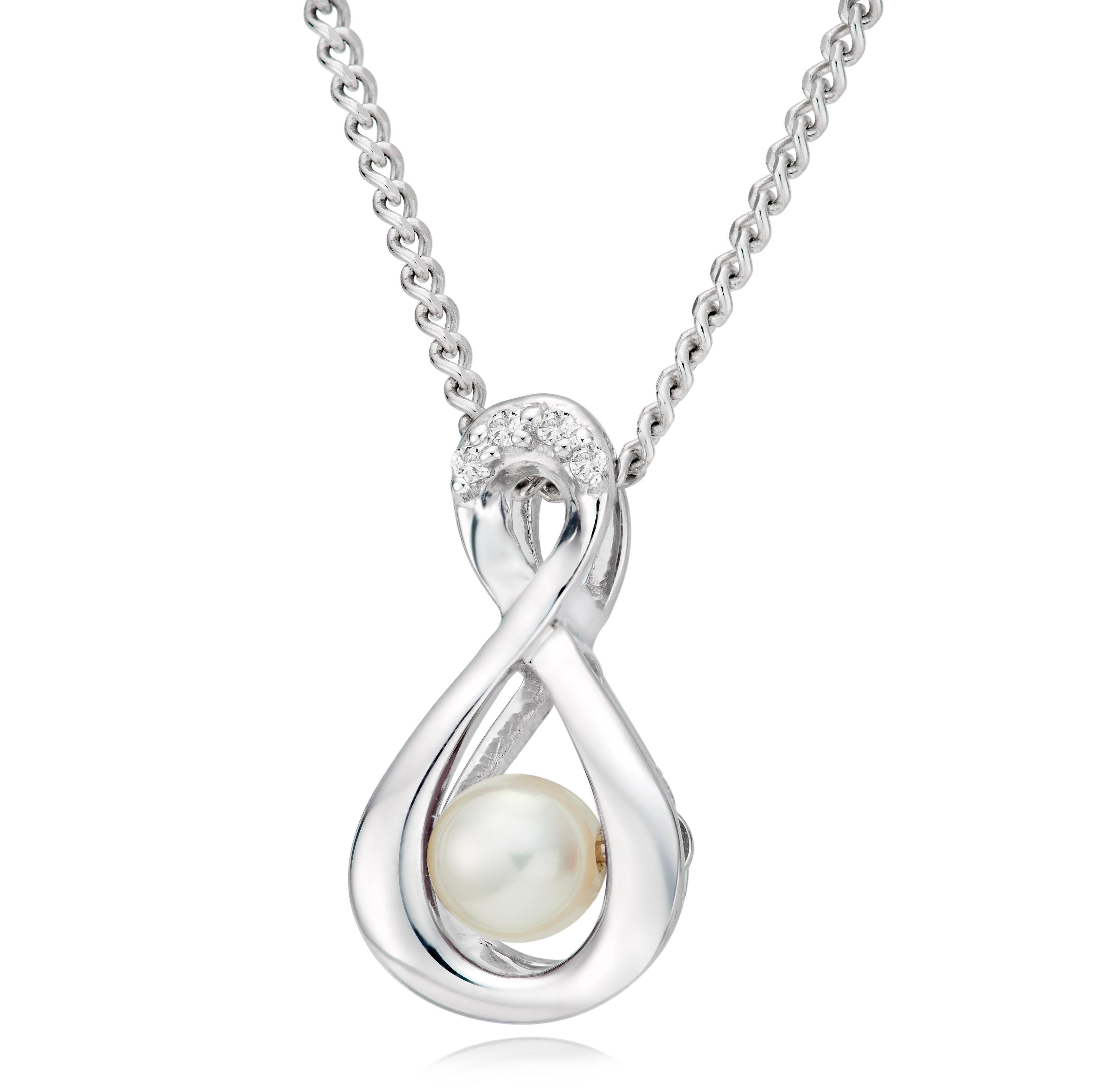 Beaverbrooks Dance 9ct White Gold Diamond Pearl Birthstone Pendant